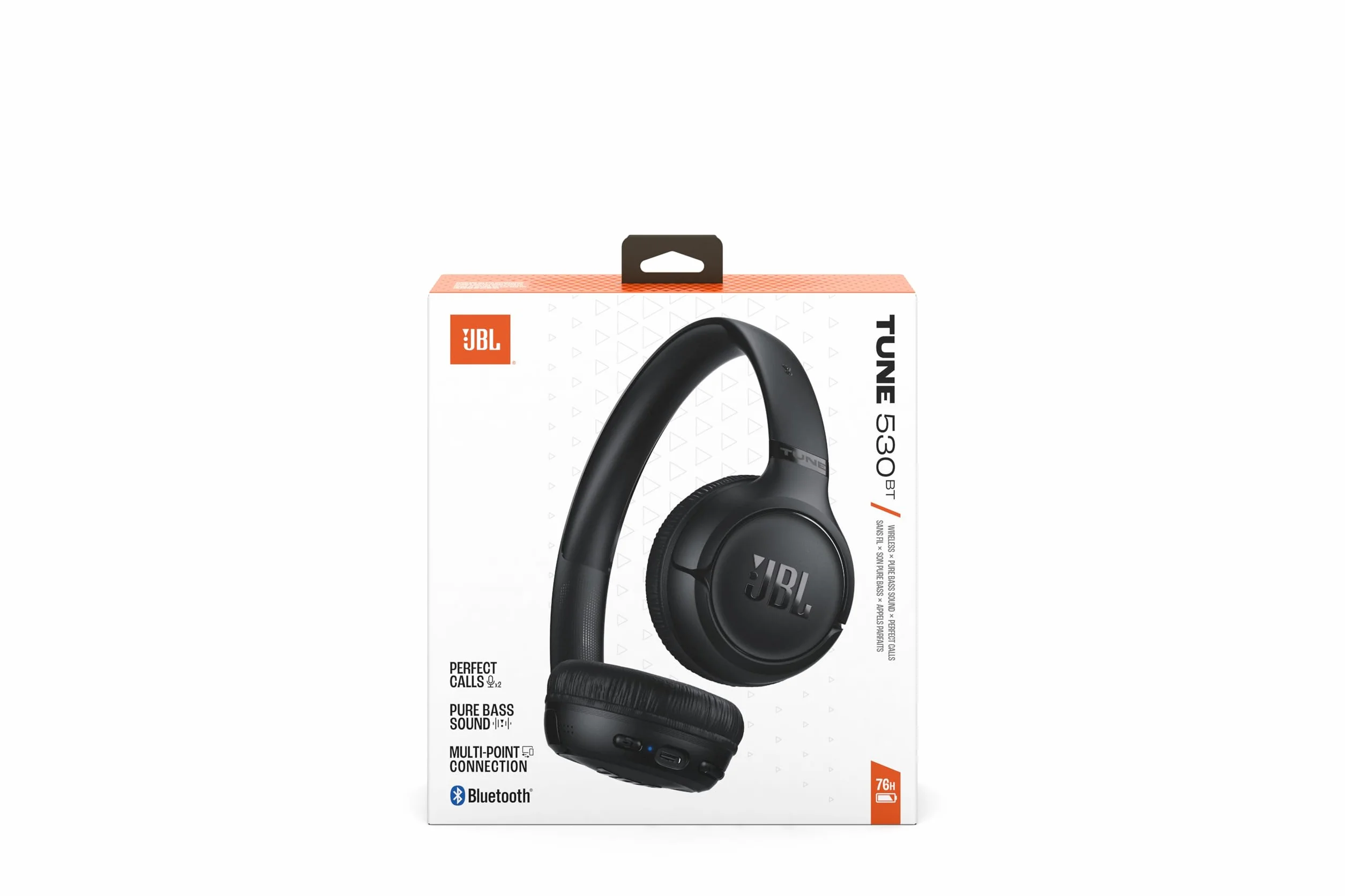JBL Tune 530 BT Cuffie On-Ear Bluetooth Wireless, Pieghevoli, JBL Pure Bass, Multipoint, 76h Autonomia, Nero