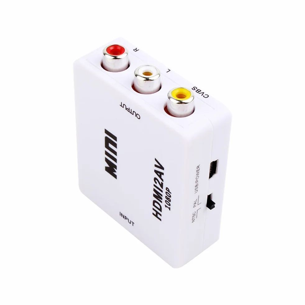 Mini HDMI2AV Video Converter HD 1080P HDMI A AV RCA CVBS per HDTV TV PC PS3