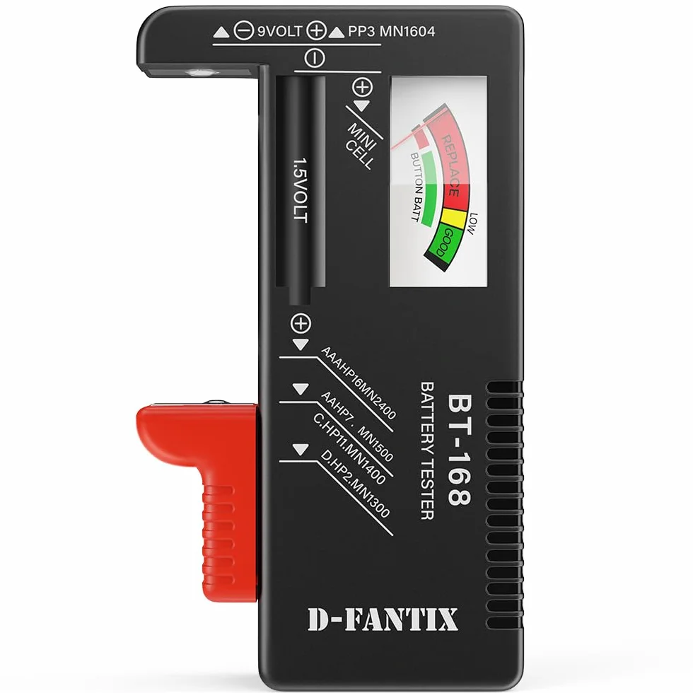 D-FantiX Tester Batteria Universale BT-168, Volt Checker per AA AAA C D 9V 1.5V Button Cell