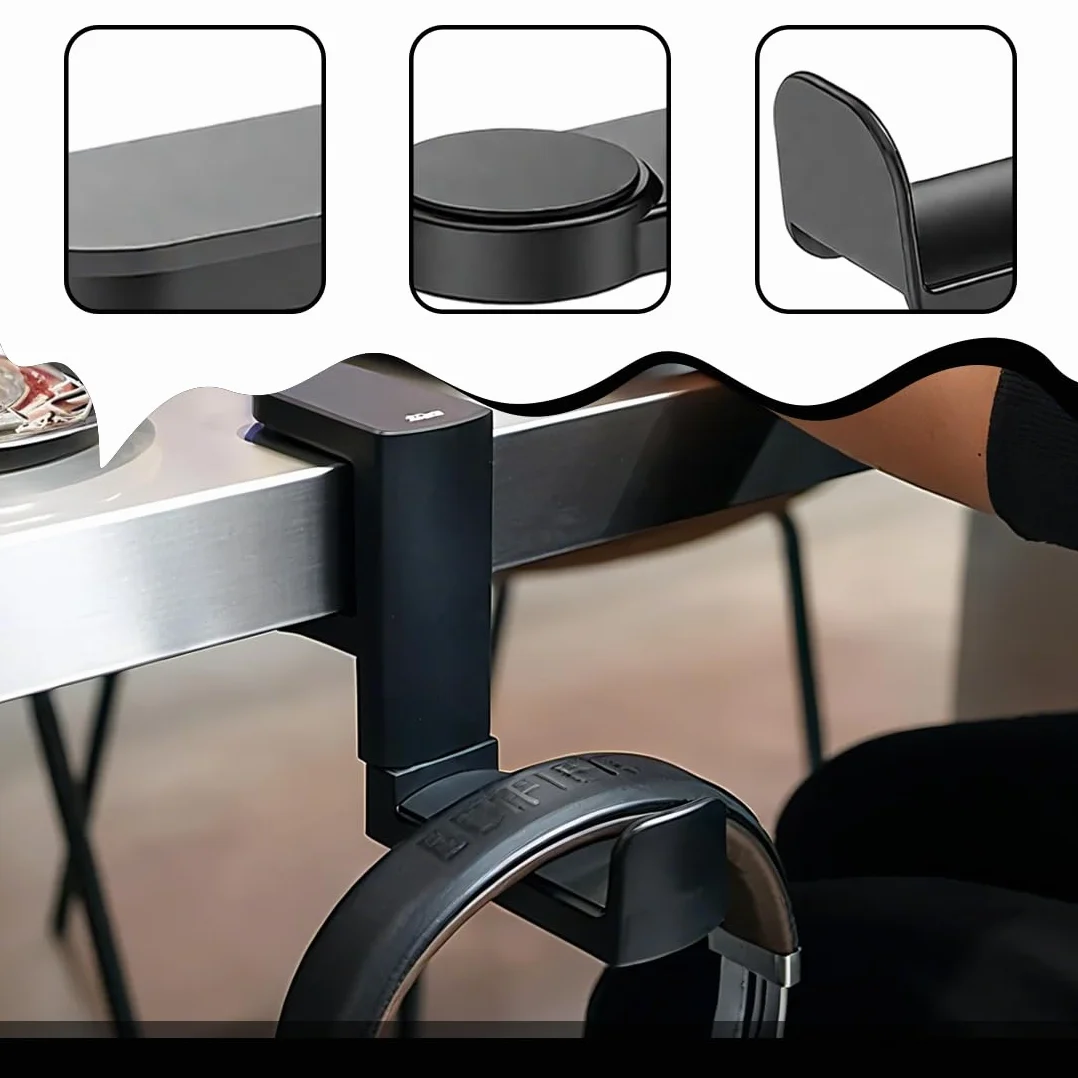 GXGM Supporto Per Cuffie da Scrivania, Gancio Borsa da Tavolo, Organizzatore per Accessori (Nero)