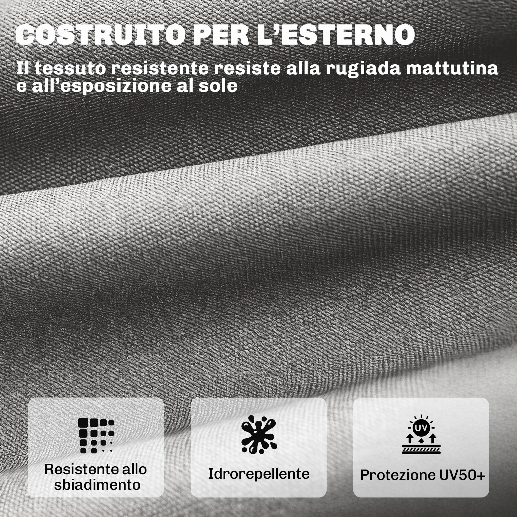 Outsunny Cuscino per Poltrona da Patio, UV50+ con Cinghie di Fissaggio, 198x65x13 cm, Grigio Chiaro