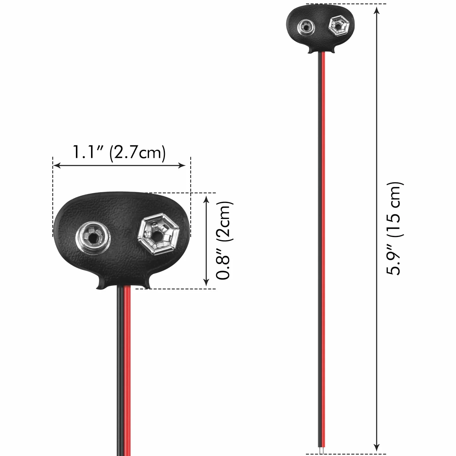 Poeland 10 pezzi connettore batteria 9V clip a T con filo e custodia in pelle