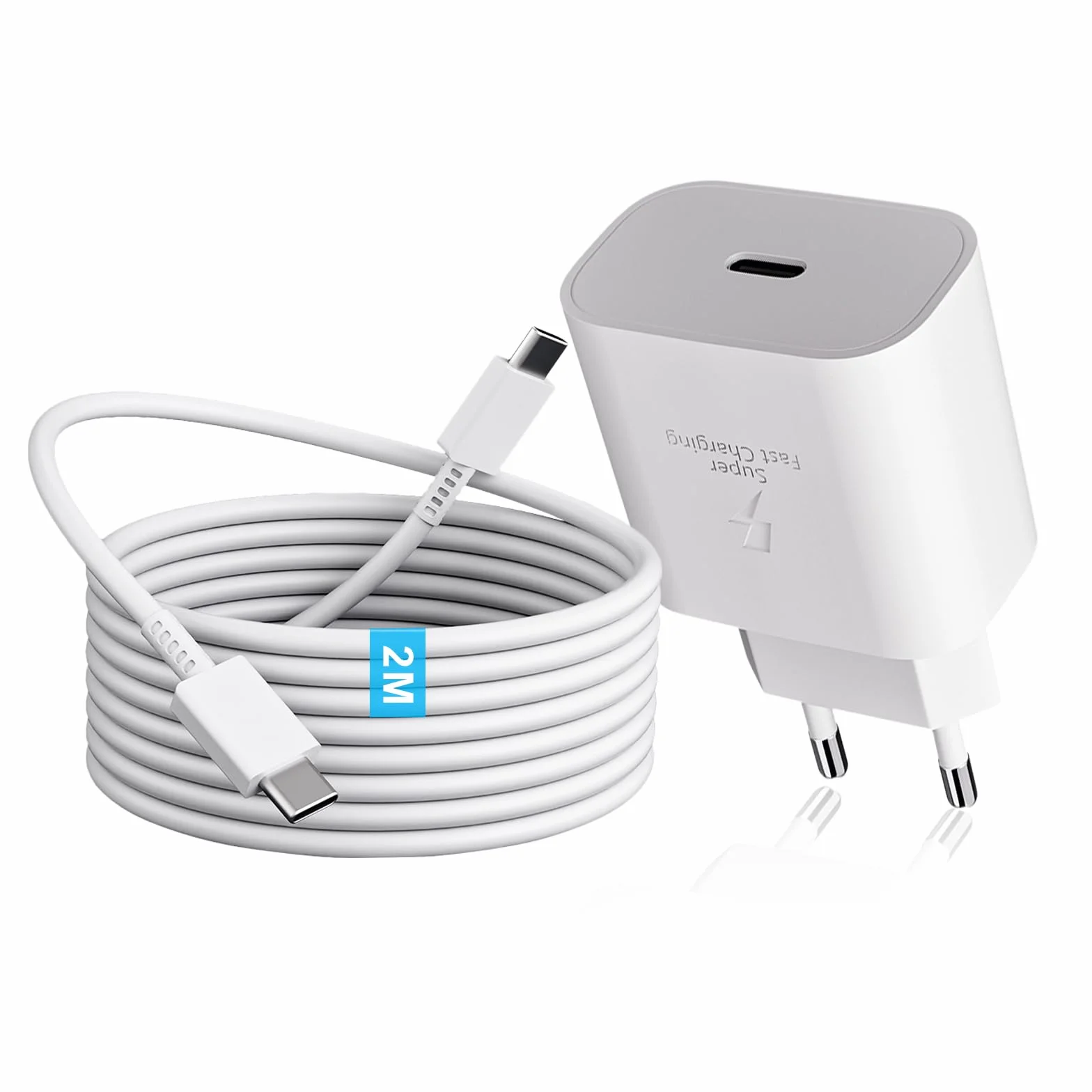 Samsung 25W Caricatore Rapido USB C con Cavo 2M per Galaxy A15/A14/A13/A25/A33/A34/A40/A53/A52/A54/A55/S25/S24/S23/S22 Ultra/S21/S20 FE/S10