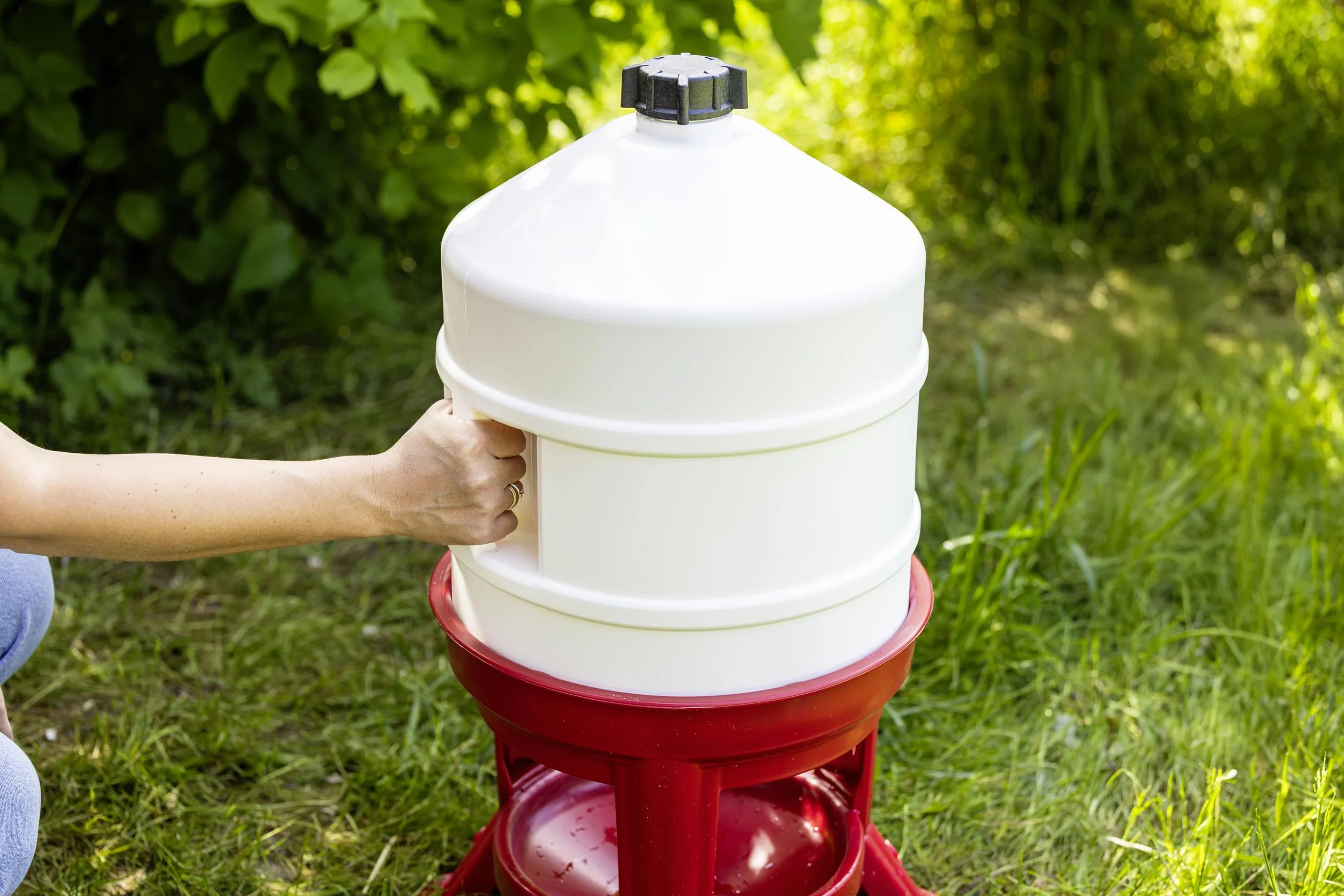 Abbeveratoio a Serbatoio in Plastica 30L Bianco Rosso