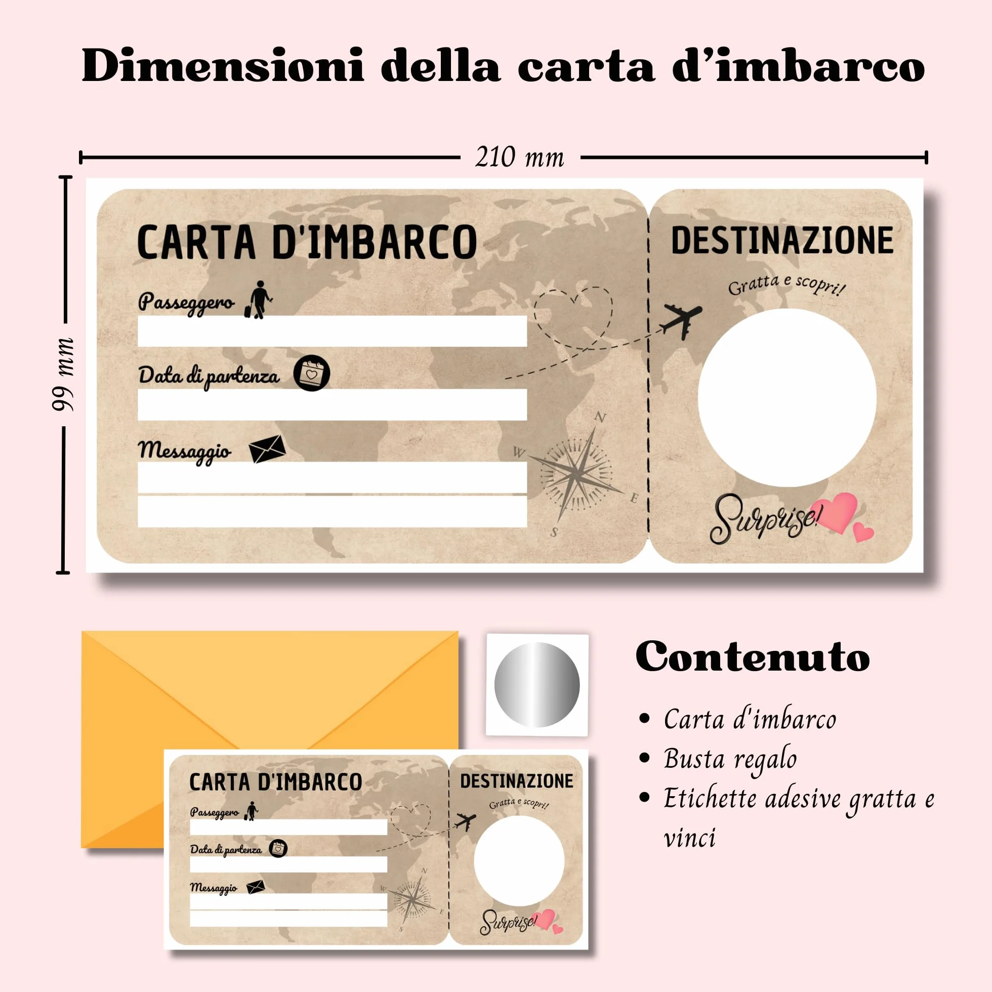 Regalo viaggio sorpresa Biglietto da grattare Buono viaggio Regalo viaggiatore romantico San Valentino Biglietto aereo carta di imbarco Gratta e scopri