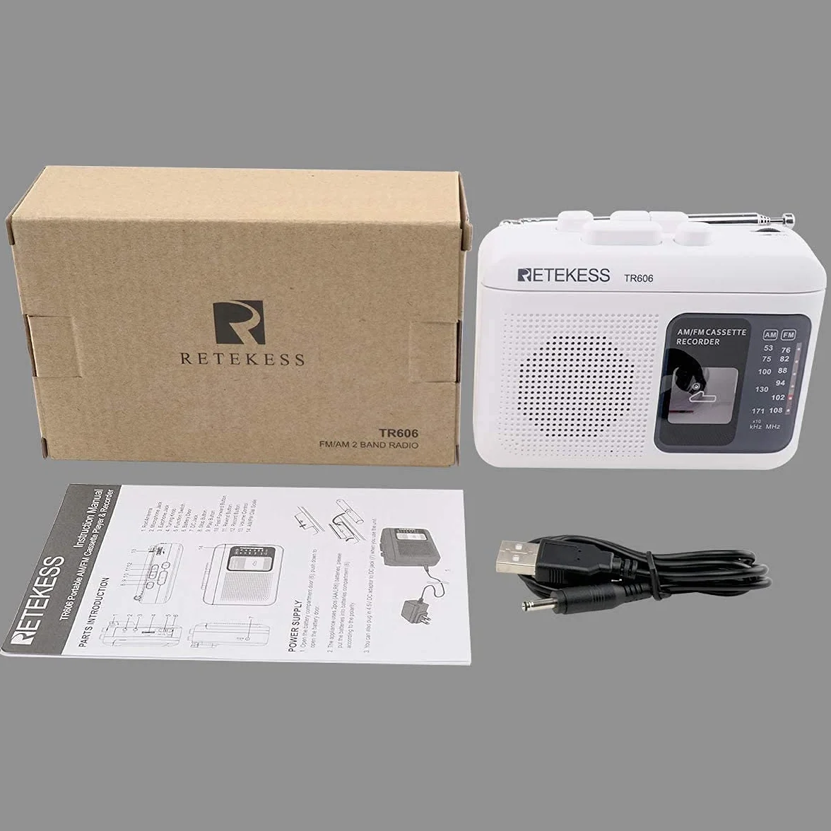 Retekess TR606 Registratore a Cassetta Portatile AM FM Radio