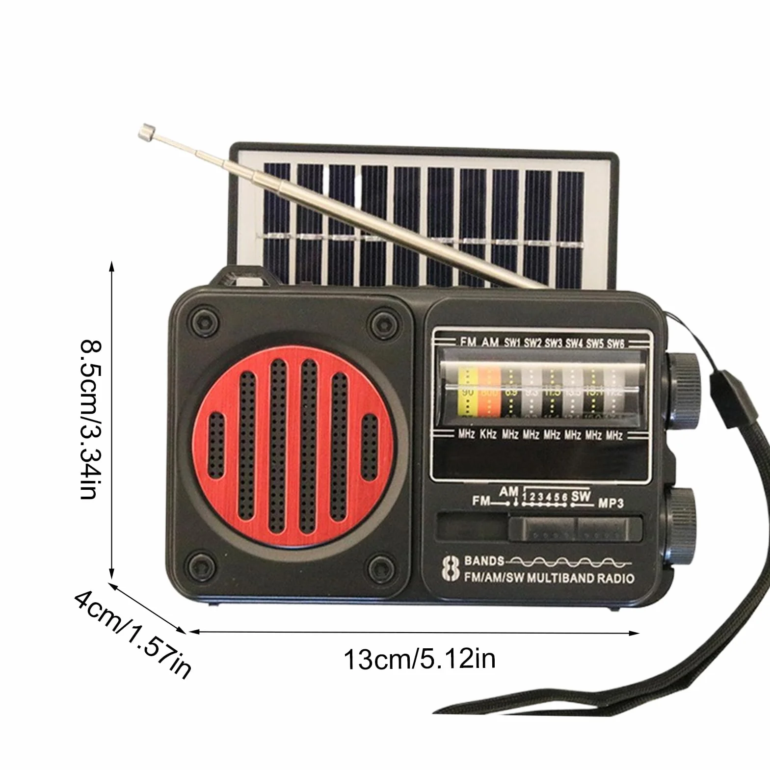 Radio a Manovella a Batteria con Torcia USB e Solare per Campeggio Sopravvivenza