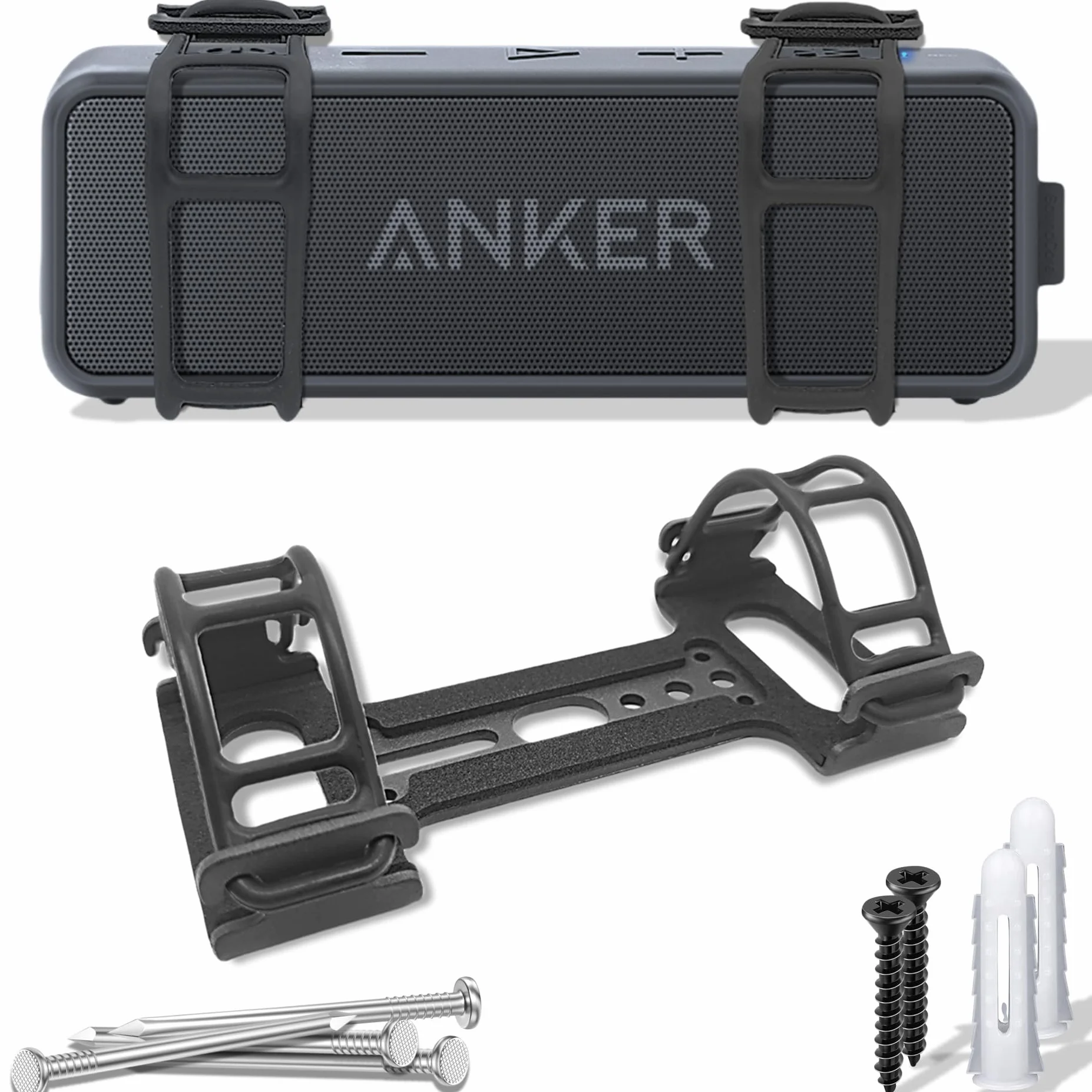 Anker Soundcore 2 Supporto da parete in metallo per altoparlante Bluetooth portatile con cinghie in silicone regolabili