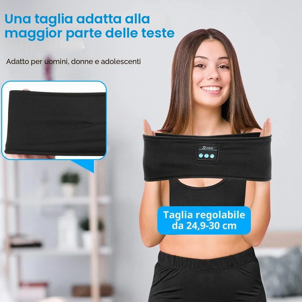 Flintronic Cuffie Bluetooth V5.0 per Dormire, Sport, Viaggi, Fascia Sportiva, Nero