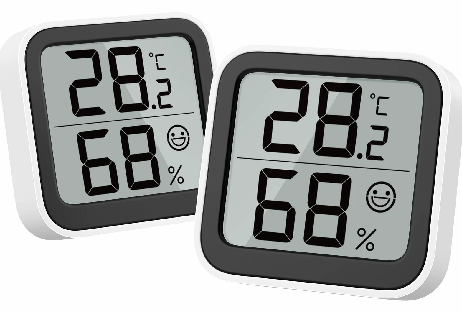 NOKLEAD Termometro Misuratore di umidità Interno Mini igrometro Monitor Dispositivo di misurazione della temperatura ambiente con icona facciale Indicatore di comfort Interruttore ℃/℉ per ufficio(2)