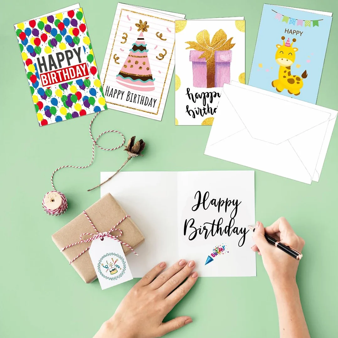 Biglietti Auguri Compleanno Premium 18 Pezzi con Buste e Adesivi