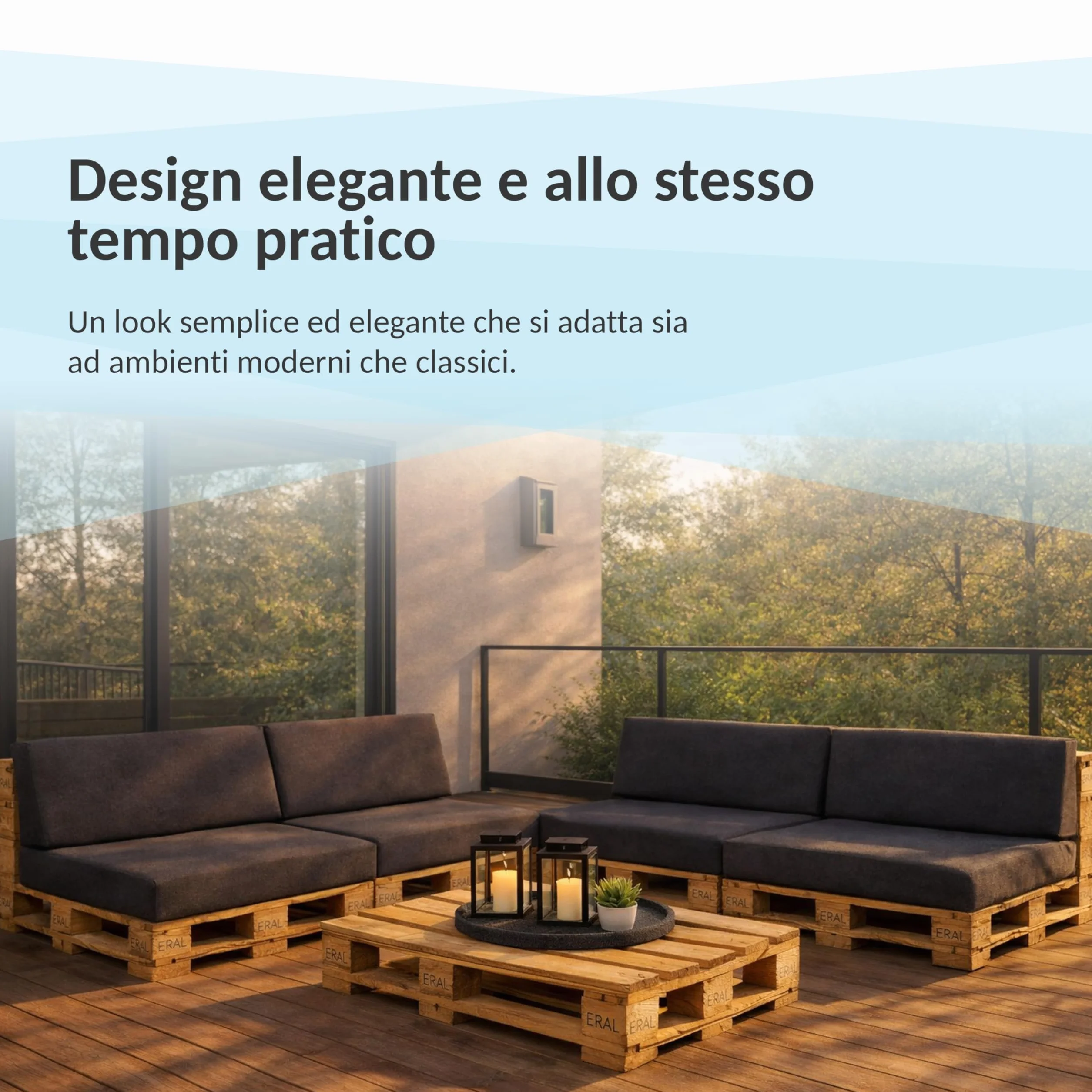 Cuscini per Pallet Impermeabili Beige 120x80 cm Seduta 120x40 cm Schienale Set di 2 Oeko-Tex Made in EU