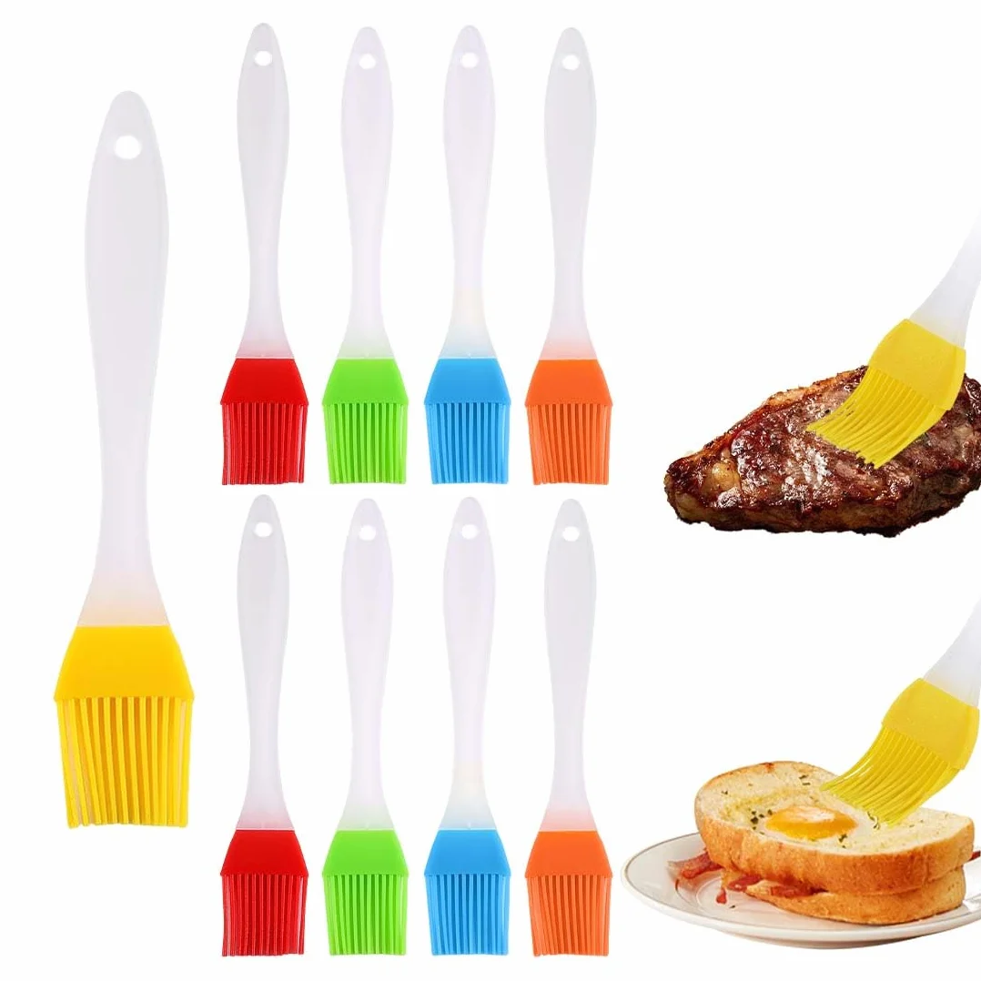 9 Pezzi Pennello da Cucina in Silicone, Pennello per Barbecue Alta Temperatura Anti-Perdita Setole, Pennello per Salse Uova Miele, per Cottura Domestica Campeggio Ristorante
