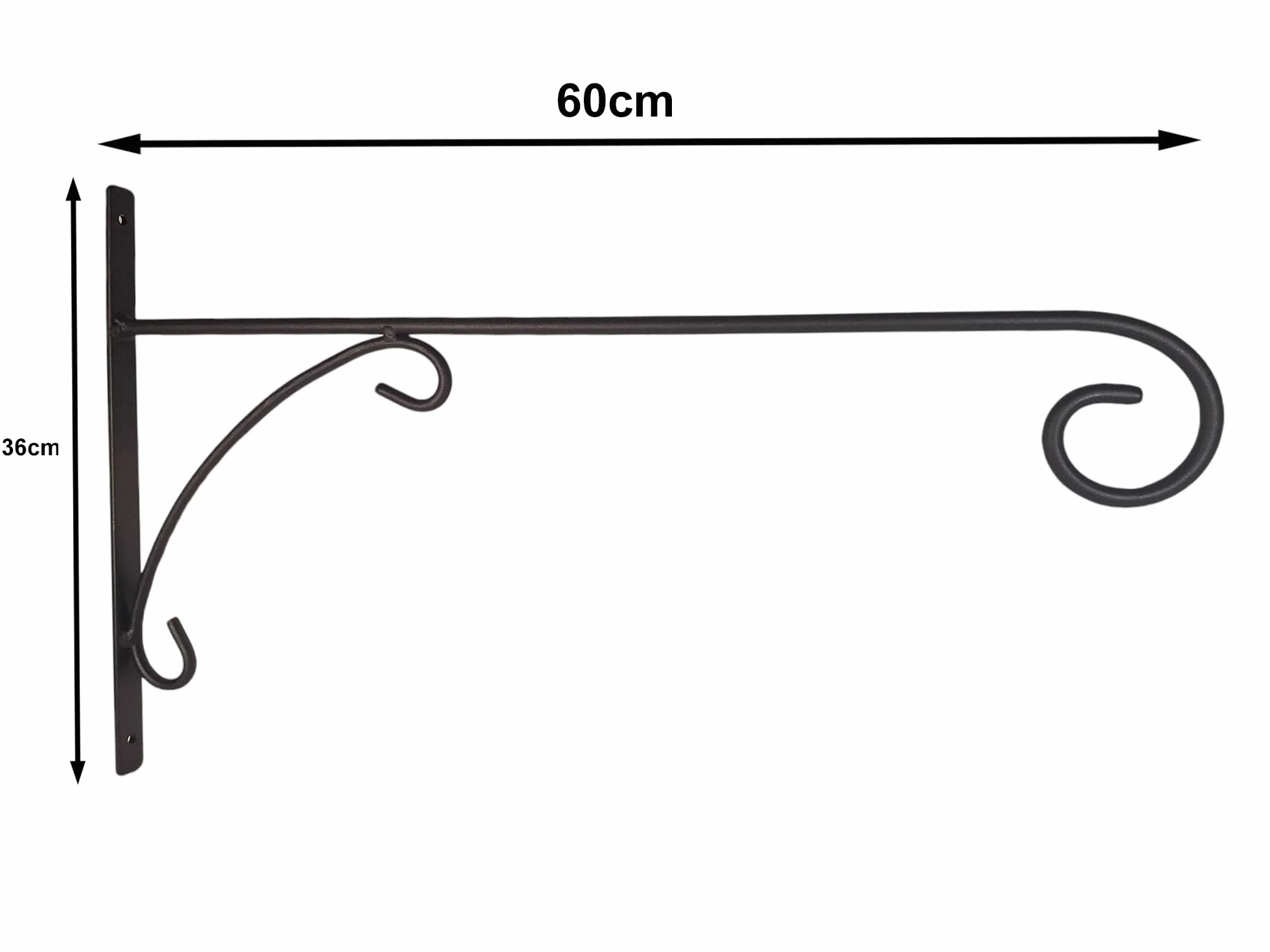 Braccio a Muro in Ferro 60 cm x 36 cm x 2,5 cm Supporto Parete per Stelle Natalizie Esterno Nero