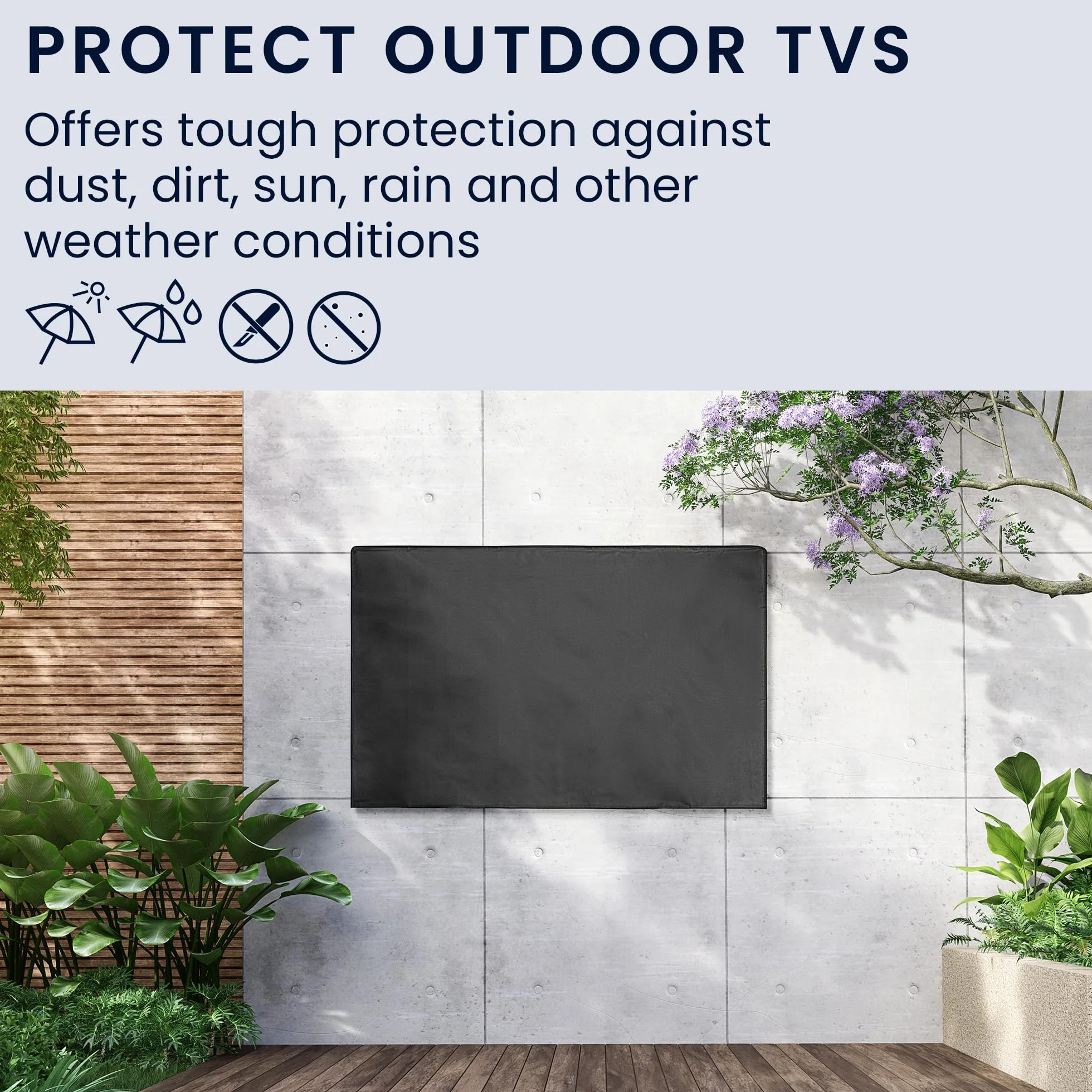 kwmobile Protezione per 49-50" TV Cover Impermeabile Antipolvere Nero