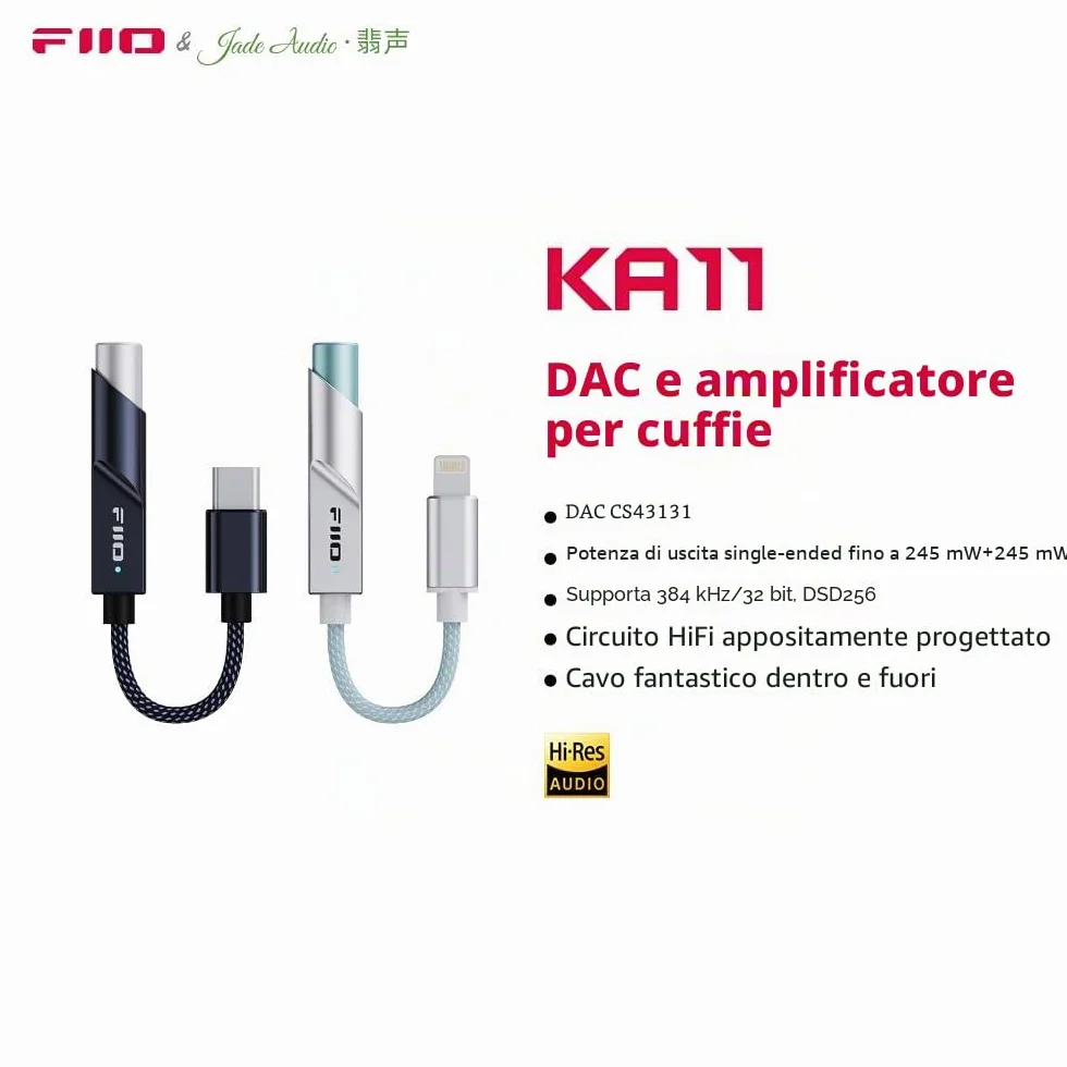 FiiO KA11 USB-C DAC e Amp Dongle Nero