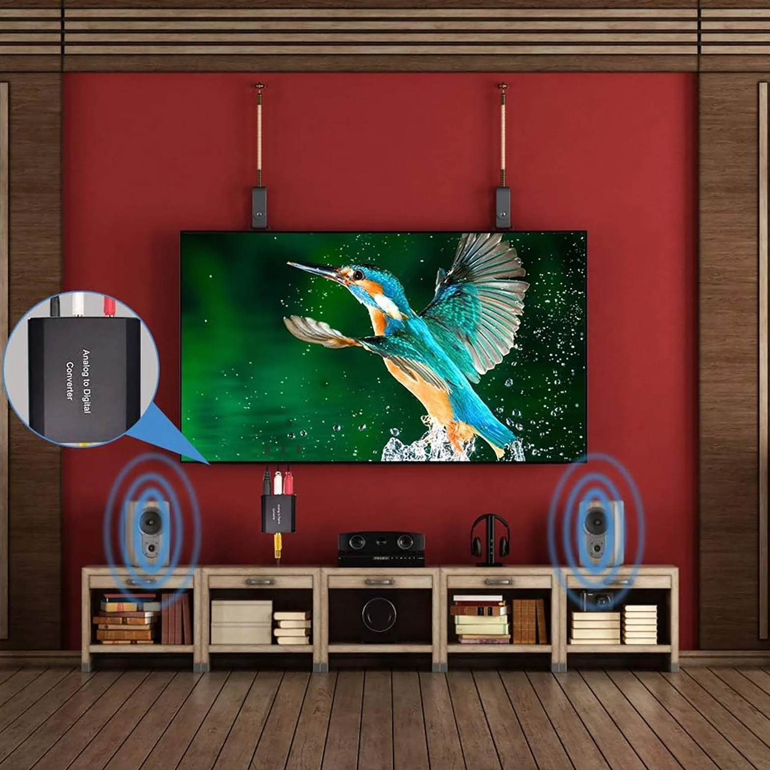 AMANKA Analogico ad Digitale Audio Convertitore Adattatore, ADC da RCA 3,5 mm a Coaxial Toslink con Cavo e Power Adapter per TV DVD Blu-Ray PS3 PS4 Xbox, Alluminio