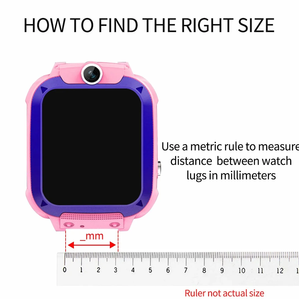 Kidizoom DX2 Cinturino di Ricambio in Silicone 16 mm per Smartphone Bambini (Nero-Rosa)