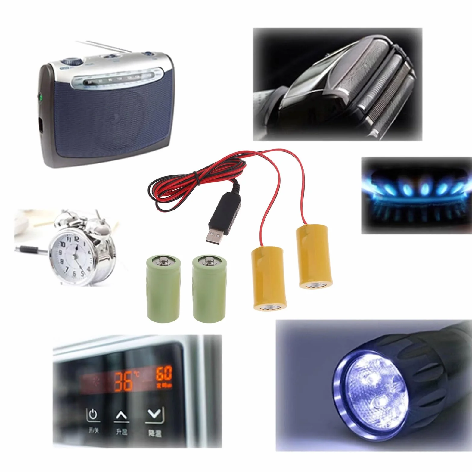 Zestaw 2w1 Eliminator di Batteria Alimentatore USB Sostituire 3V LR20 D