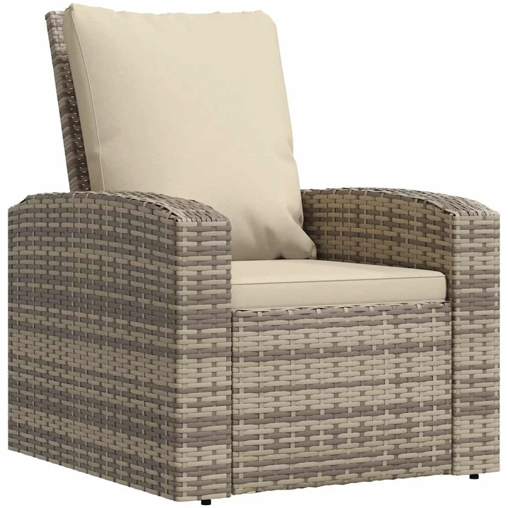 vidaXL Poltrona Reclinabile Giardino Cuscini Marrone Chiaro Polyrattan