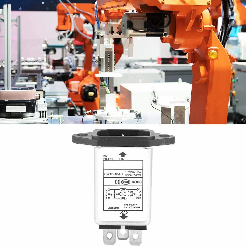 Filtro di Alimentazione EMI 115 V-250 V 10A 50/60Hz Monofase