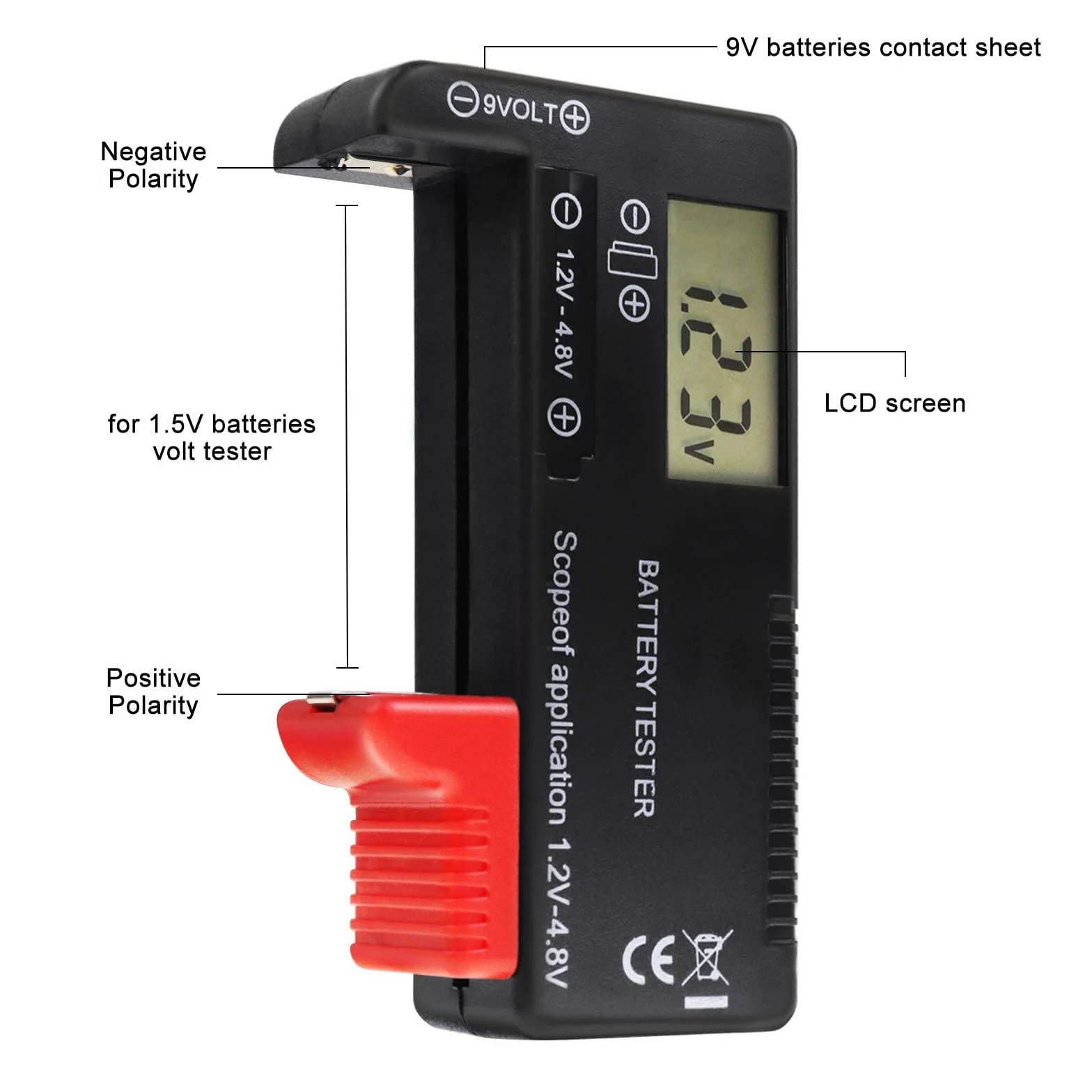Digitale Batteria Tester Universale per AA/AAA/C/D/9V/1.5V Batterie a Bottone