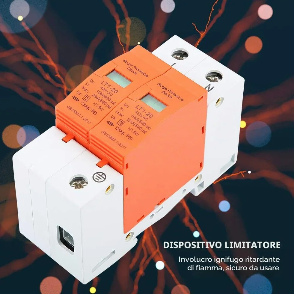 DEWIN Dispositivo Scaricatore 2P 10kA-20kA 420V AC Protezione Sovratensioni