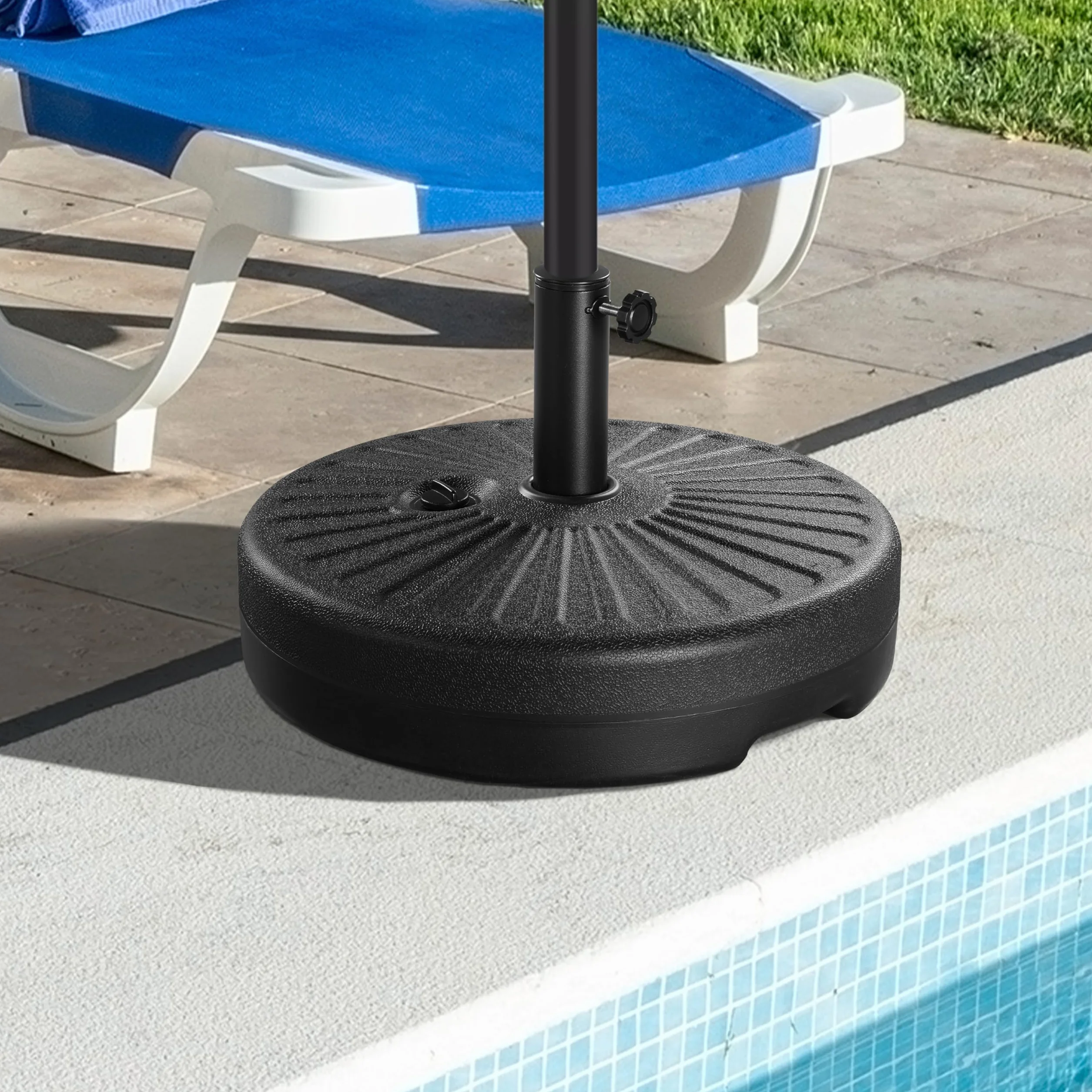 Yaheetech Base per Ombrellone da Giardino in HDPE e Ferro Riempibile con Sabbia o Acqua 22L Supporto per Pali da Ø38mm e Ø48mm Esterno Veranda Terrazza Spiaggia Piscina Patio Nero