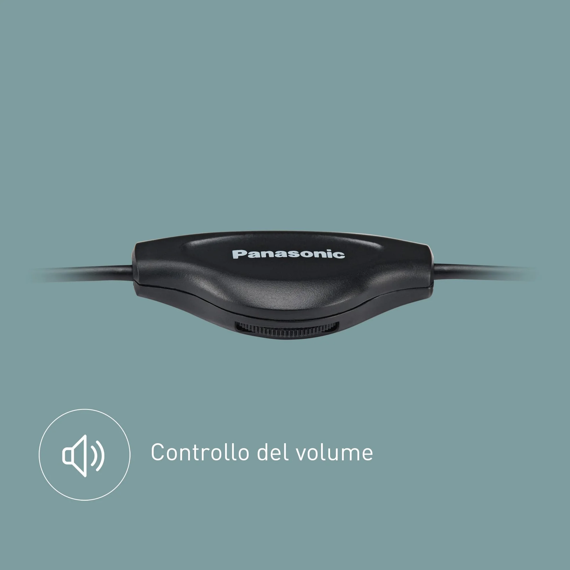 Panasonic RP-HT090E-H Cuffie Stereo On-Ear, Cavo 5m, Controllo Volume, Jack 3,5mm, Nero