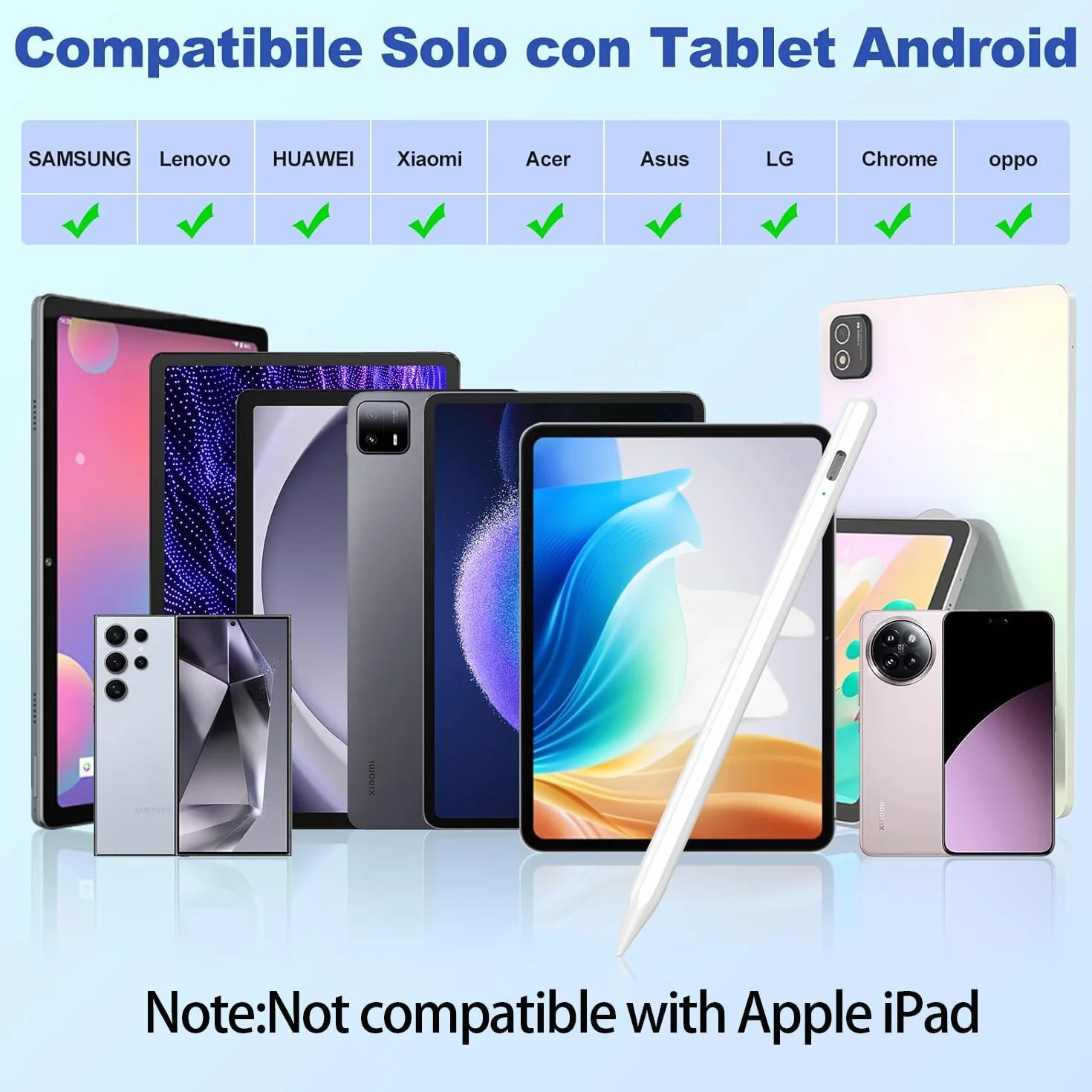 KARFUN Rysik do tabletu dotykowego Android, kompatybilny z Samsung/Lenovo/Huawei/Vivo/Xiaomi, precyzyjny, szybkie ładowanie, biały
