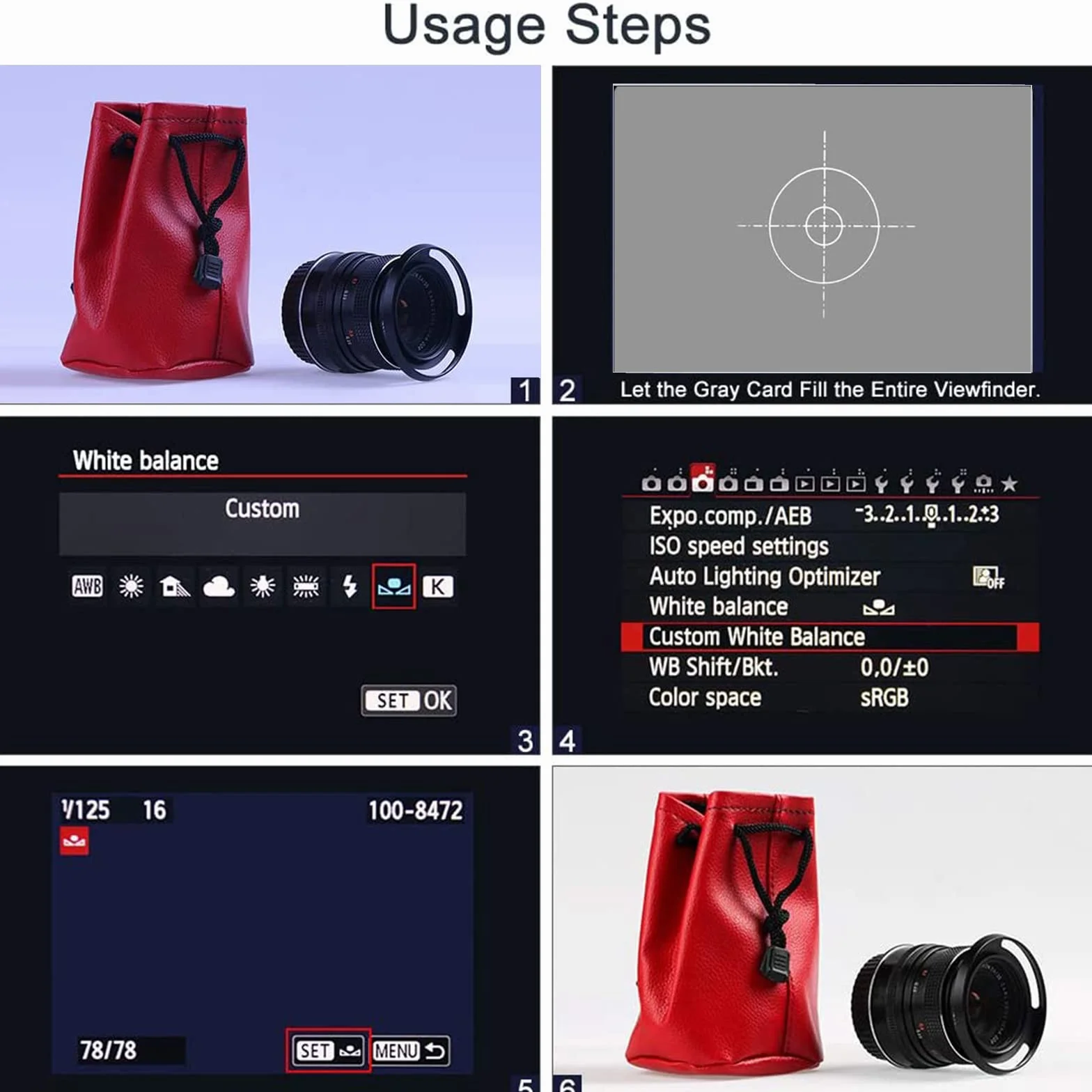 Grey White Balance Reference Card 30 cm Portatile Folding 18% Fotografico Borsa