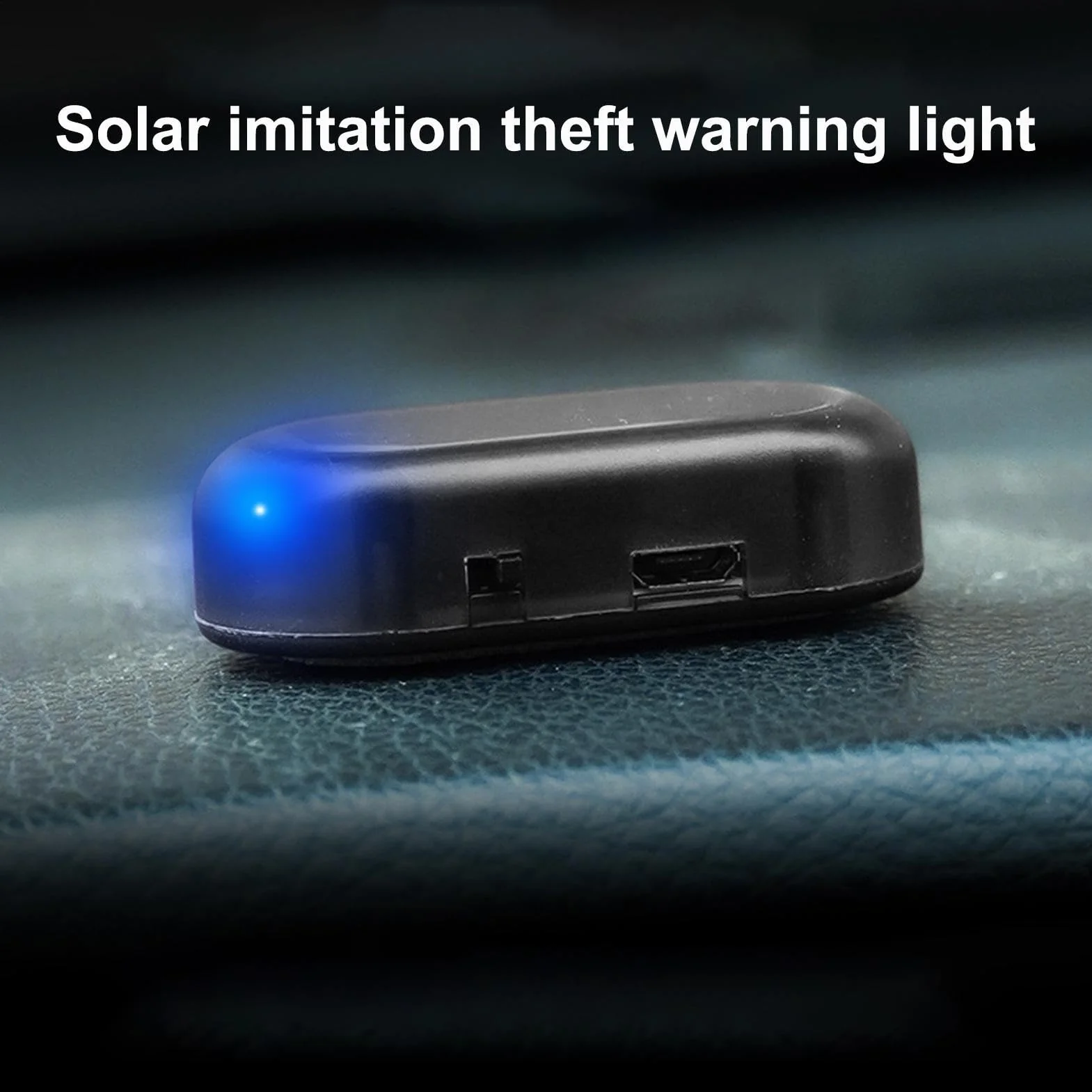 Luce Anti-Furto Auto Solare LED Lampeggiante con Sensore di Luce, Senza Batterie, Blu