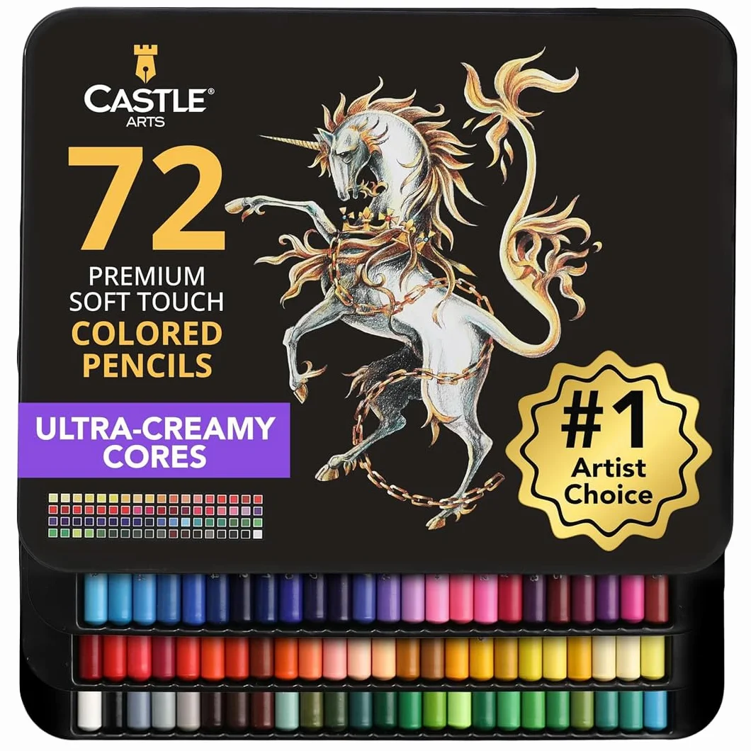 Castle Art Supplies Set di 72 matite colorate, morbide dai colori vivaci