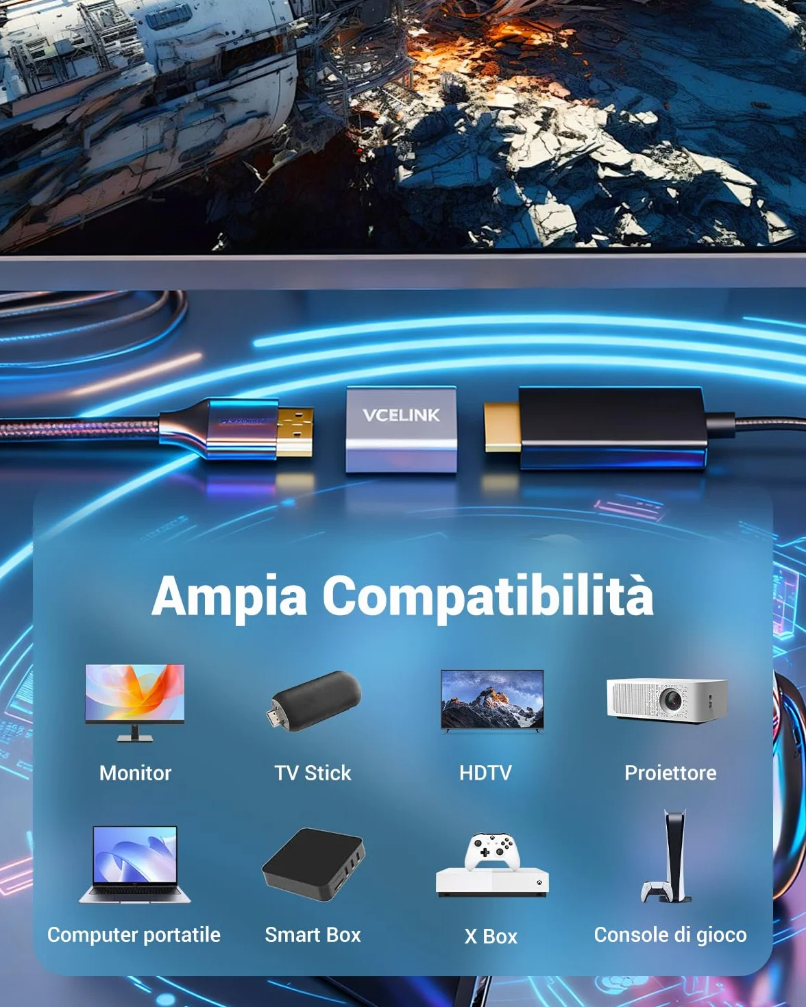 VCELINK Adattatore HDMI 2.1 Femmina-Femmina, Supporto 8K/4K 60Hz, Prolunga Cavo UHD