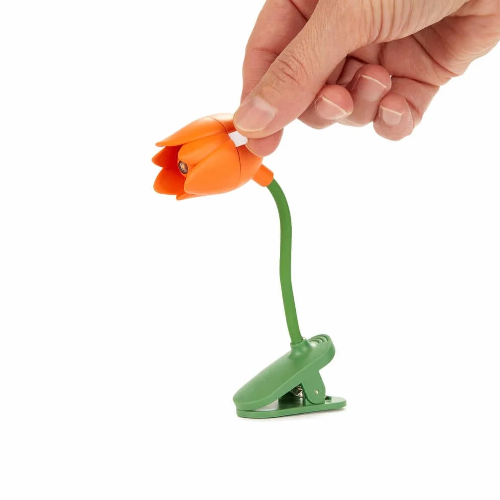 Balvi Lampada Flessibile con Clip a Forma di Tulipano Arancia per Lettura