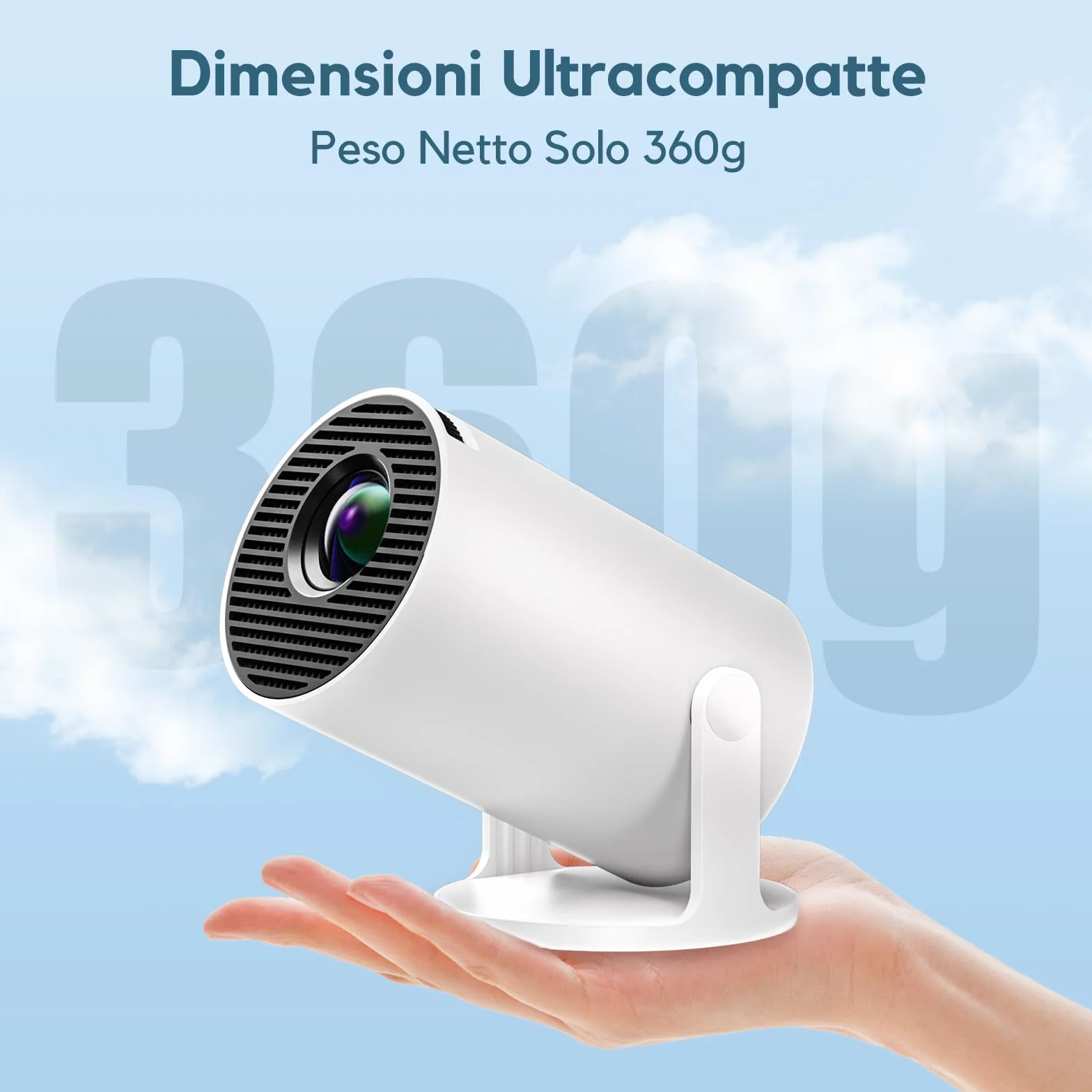 AKIYO O2 Proiettore Portatile 18000 Lumens 4K 1080P Auto Keystone WiFi 6 BT5.4 Rotabile 180° Dual Control HDMI