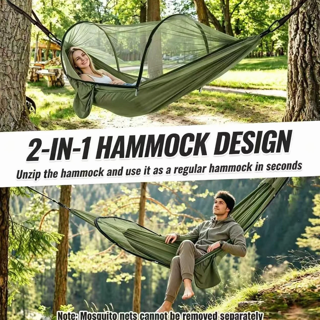 Amaca da Campeggio con Zanzariera 270x140cm Ultraleggera Nylon Capacità 300kg Portatile con Borsa