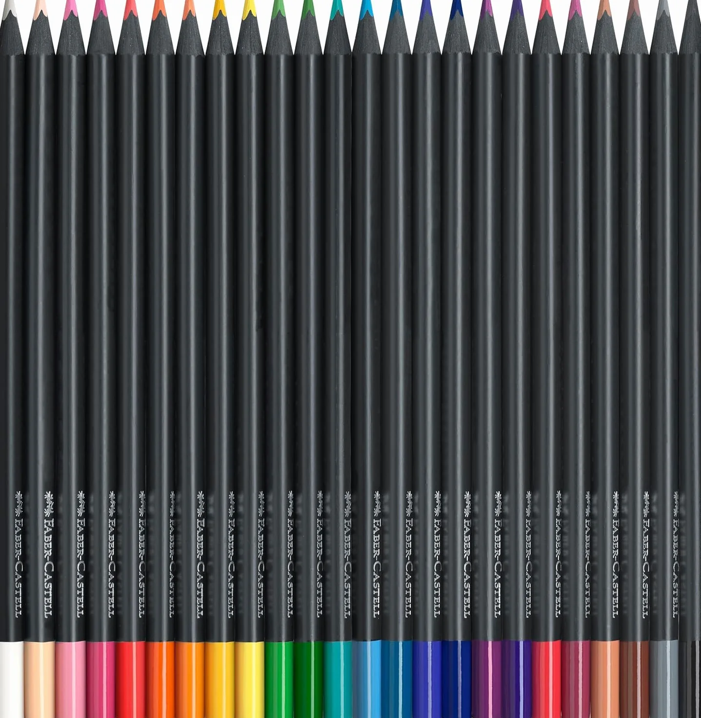 Faber-Castell Black Edition 24 Matite Colorate, Resistenti alla Rottura, Impugnatura Ergonomica, Valigetta per Carta Chiara e Scura