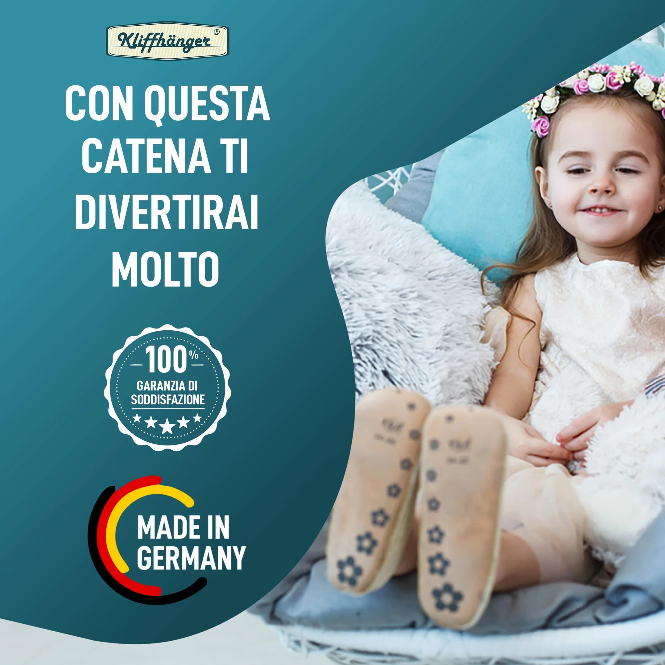 KLIFFHÄNGER Catena di Sospensione con Due Moschettoni per Sedie Sospese e Amache 50 cm