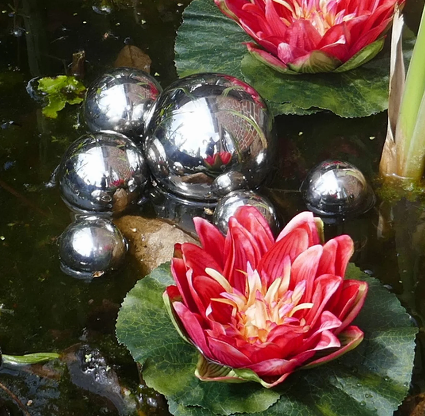 Palline decorative per laghetto, in acciaio inox, per decorazioni da giardino