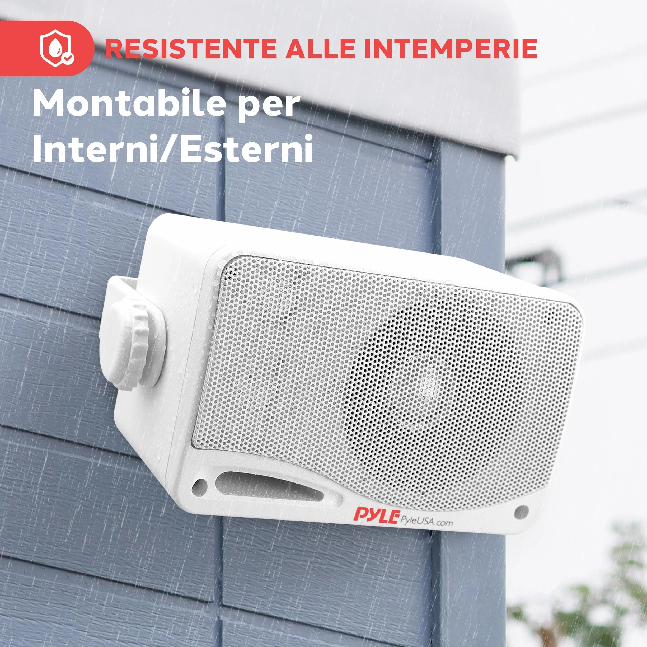 Pyle Cassa Bluetooth Wireless Impermeabile 3 Vie Attivi Passivi Montaggio Parete Soffitto Resistente Intemperie