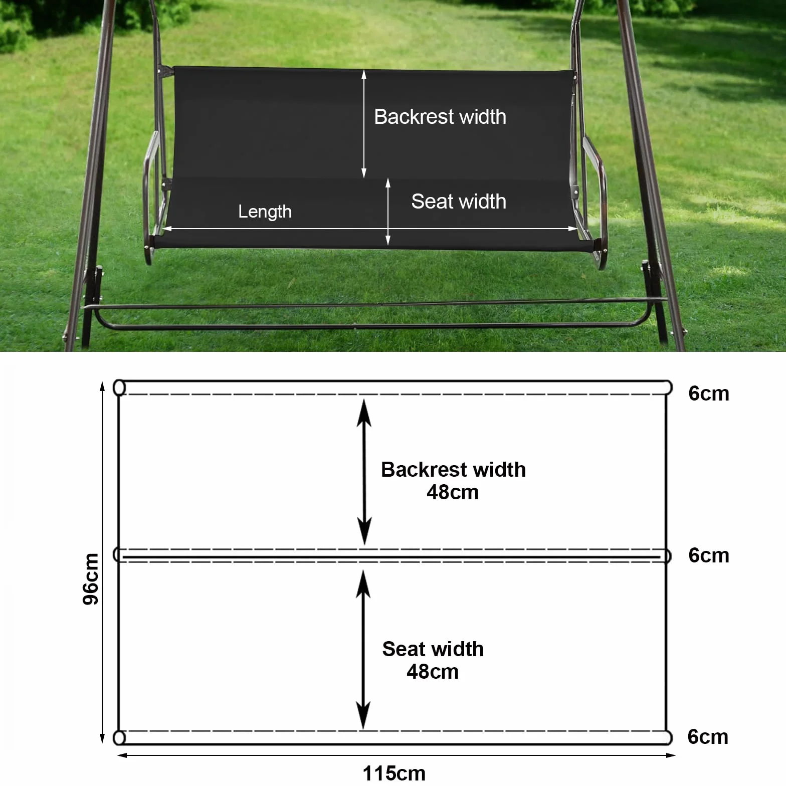 Coprisedile per Dondolo da Giardino 115x48x48cm Grigio