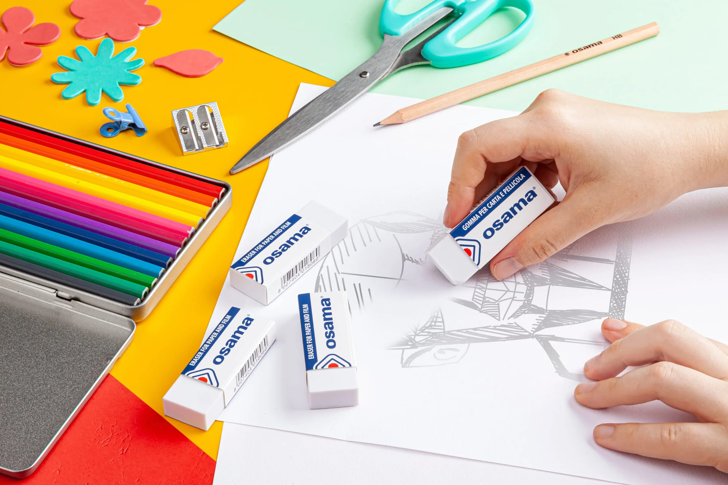 OSAMA Gomme da Cancellare Set 20 Pezzi Cancelleria Scuola Ufficio Bianco