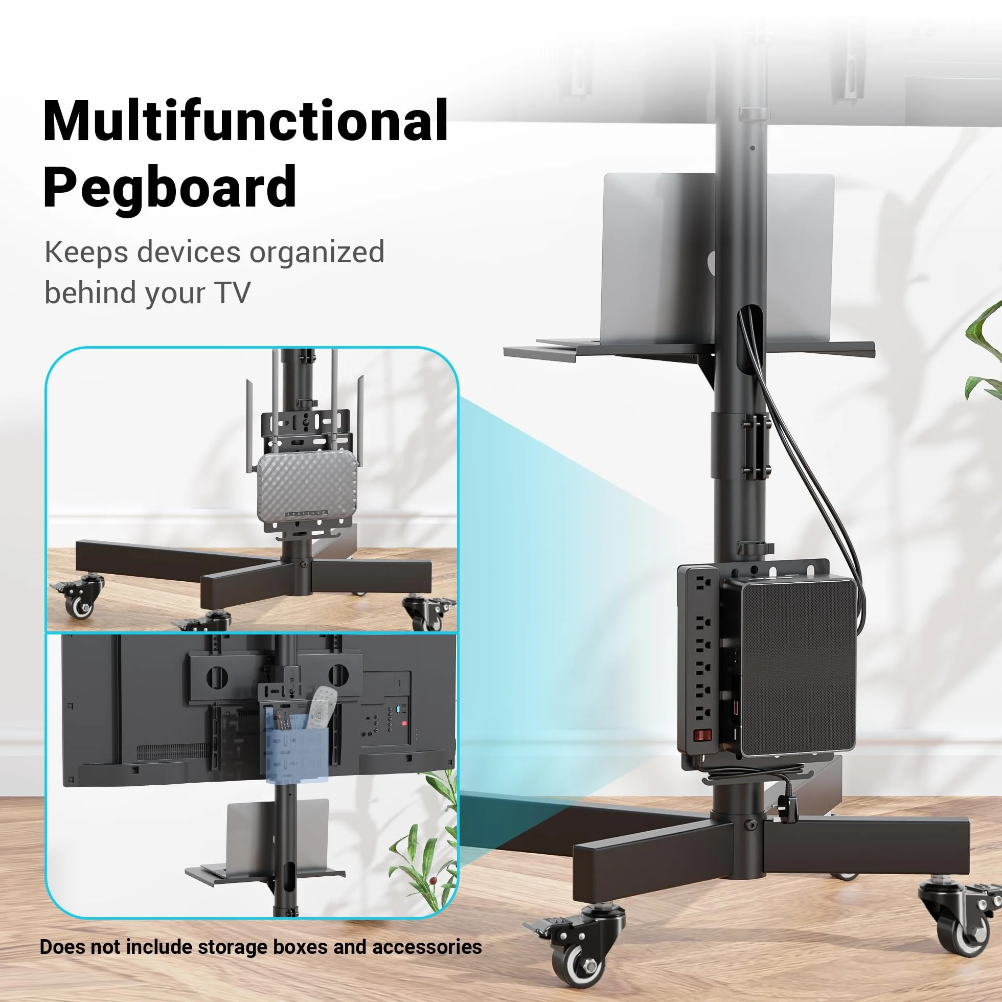BONTEC Supporto TV da Pavimento per TV LCD/LED 23-60 Pollici, Carrello TV Mobile con Ruote, Altezza Regolabile, 40 kg, VESA 400x400 mm