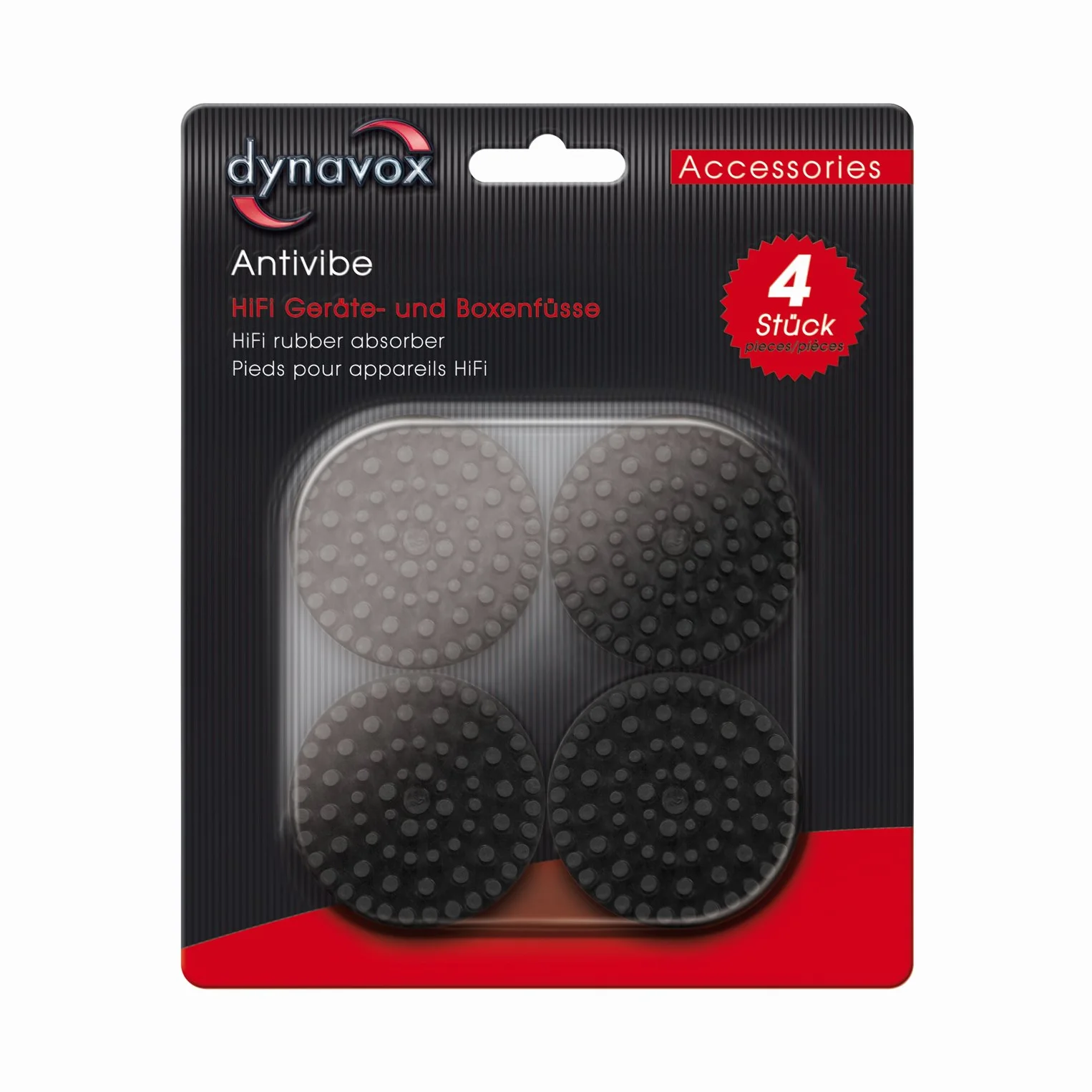 Dynavox Antivibe piedini antivibranti autoadesivi Ø 53 mm 22-25 kg set 4 unità nero