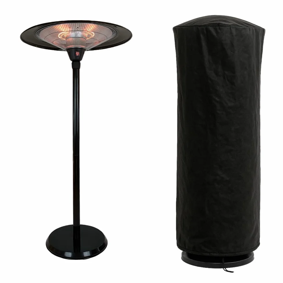 Stufa Elettrica SATURNO 3000W | Fungo Riscaldante ad Infrarossi | Regolabile in altezza con Base Stabile e Struttura in Metallo | Ideale per Esterno/Interno IP44 (Nero)