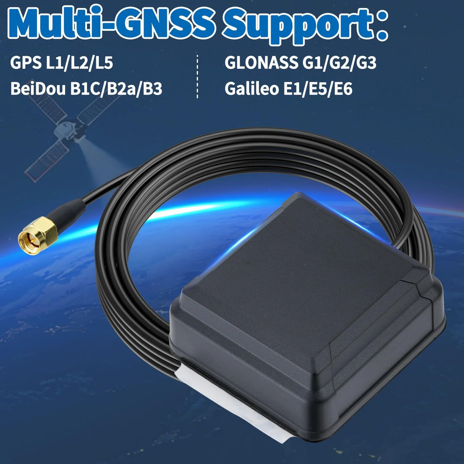 Bingfu Antenna GNSS Quadri-Sistema SMA GPS BeiDou GLONASS Galileo LNA 28dB IP65 3-12V per Automotive Drone Marina IoT