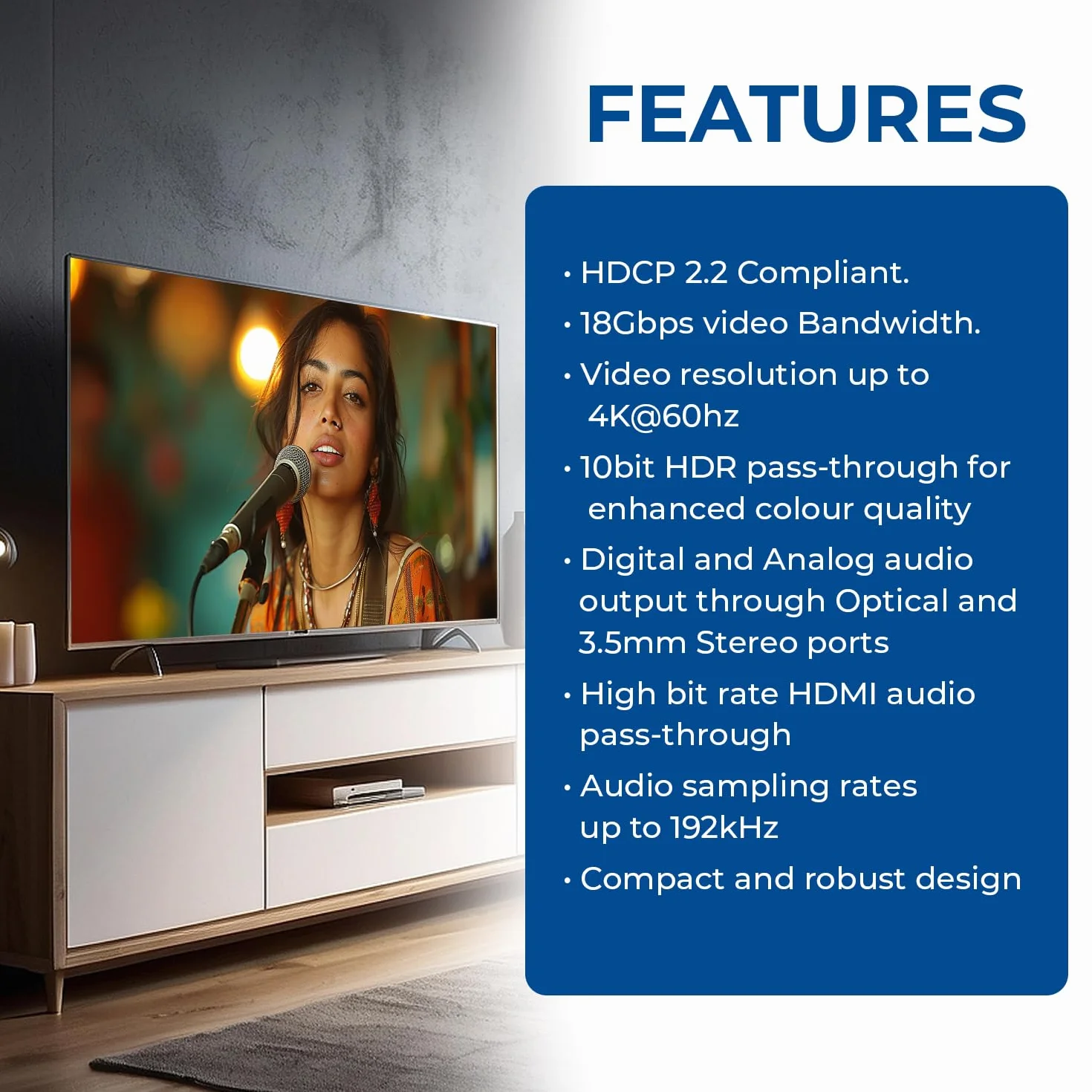 OREL Estrattore audio 4K HDMI 2.0 Audio Converter SPDIF 3.5mm HDCP 2.2 Dolby Digital DTS Passthrough CEC HDR Dolby Vision HDR10 HDA-912