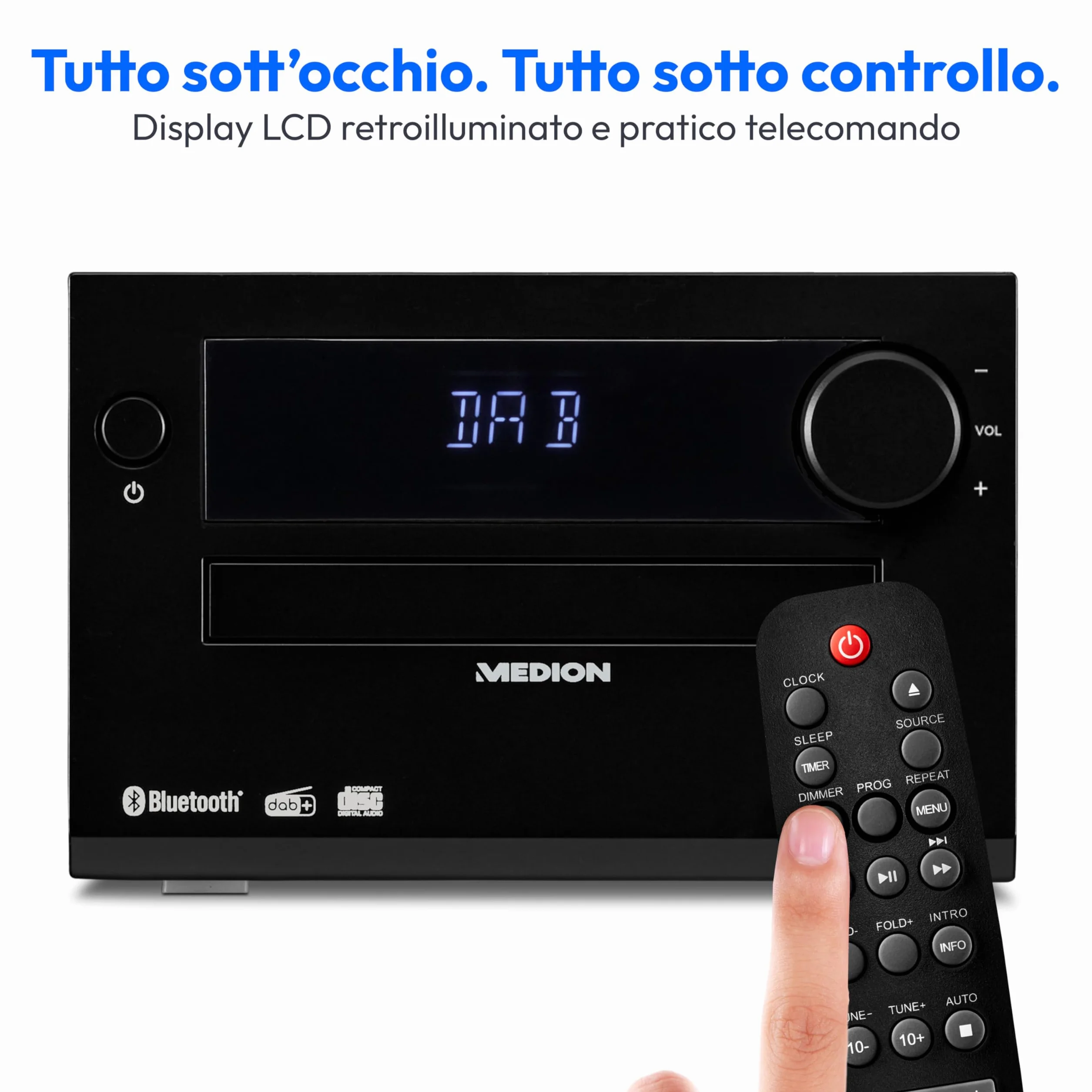 MEDION Sistema audio micro E64482 DAB+ CD Radio FM PLL Bluetooth MP3 AUX USB nero