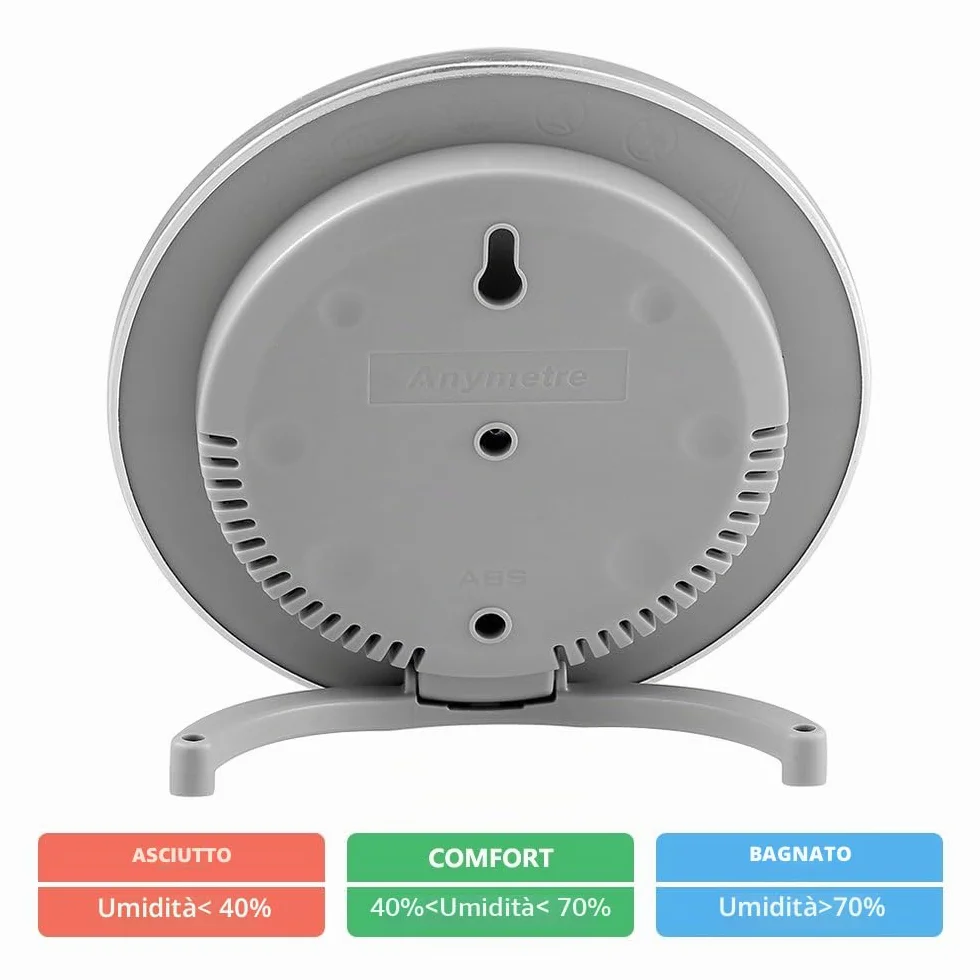 Termometro Igrometro analogico 2 in 1 interno esterno, senza batterie, con supporto, per casa e serra